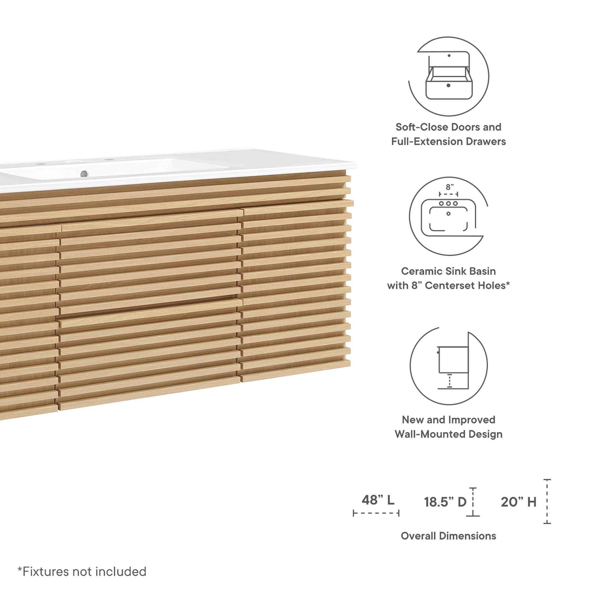 Modway Render 48" Wall-Mount Bathroom Vanity