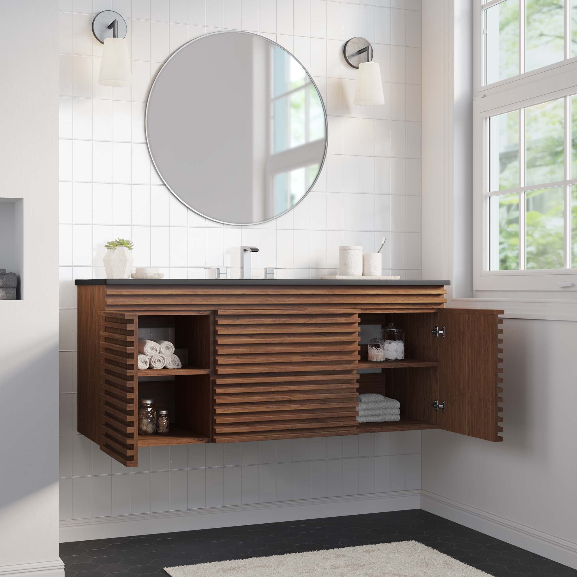 Modway Render 48" Wall-Mount Bathroom Vanity