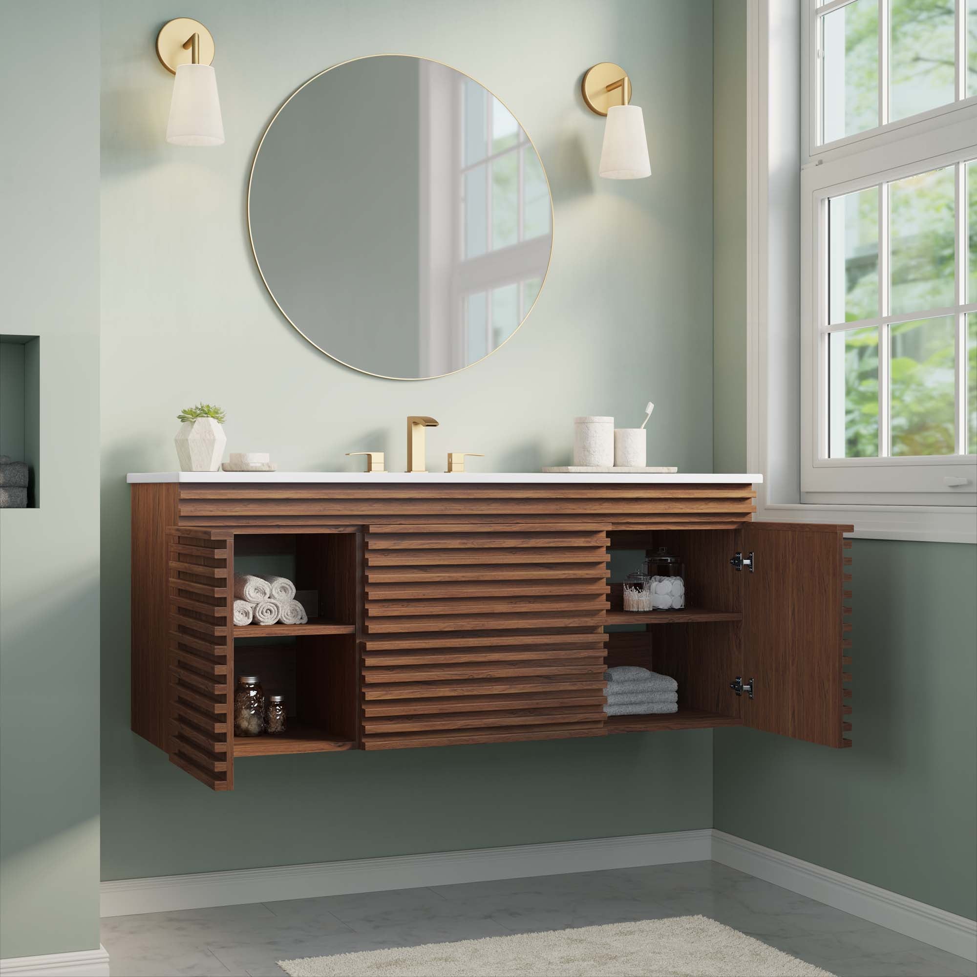 Modway Render 48" Wall-Mount Bathroom Vanity