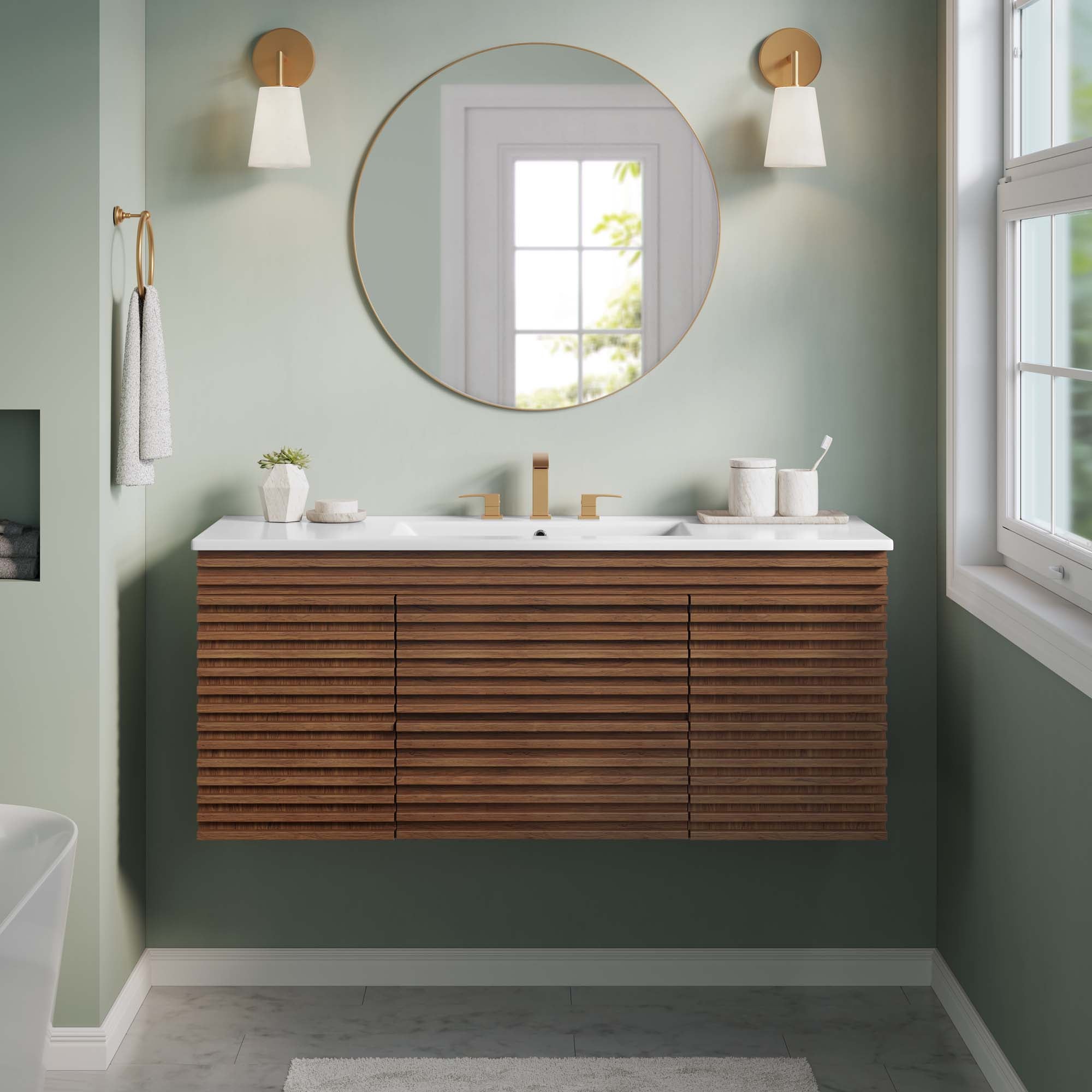 Modway Render 48" Wall-Mount Bathroom Vanity