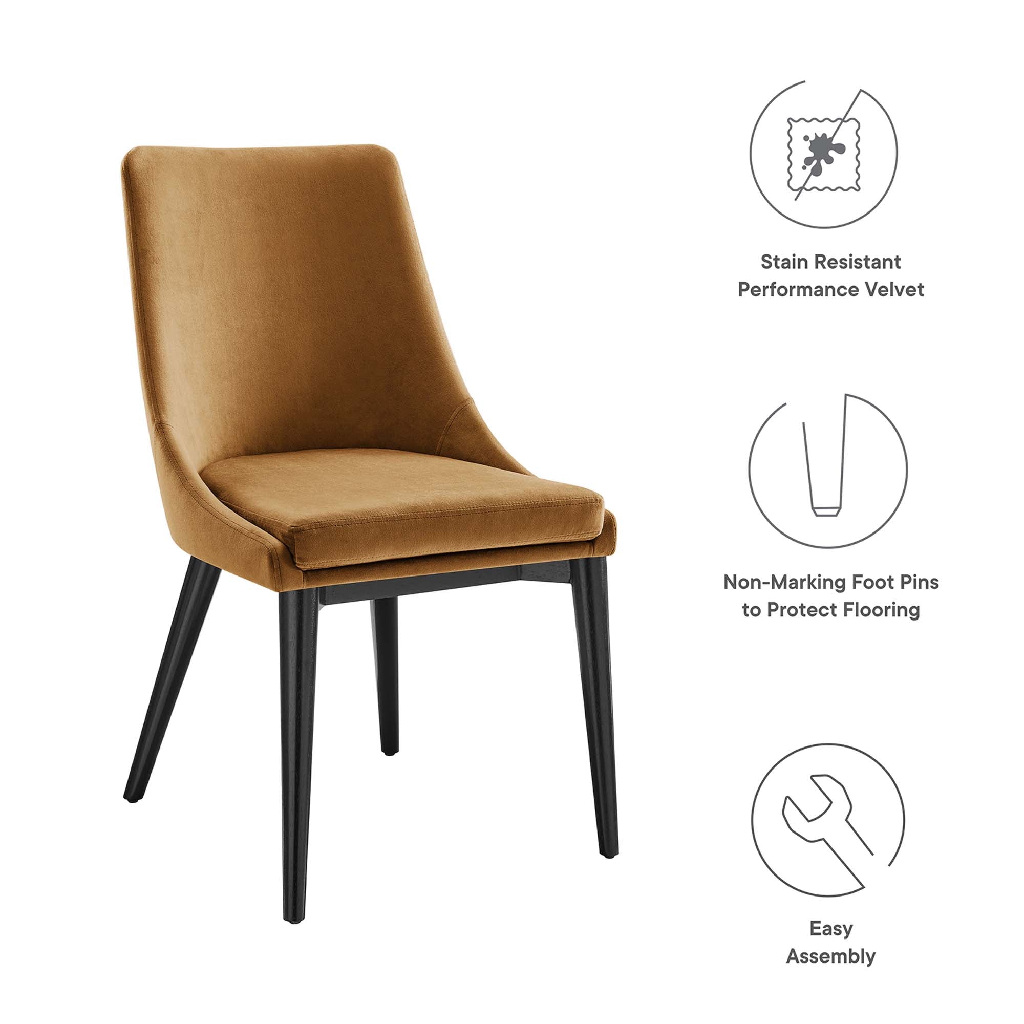 Modway Viscount Accent Performance Velvet Dining Chairs Set of 2