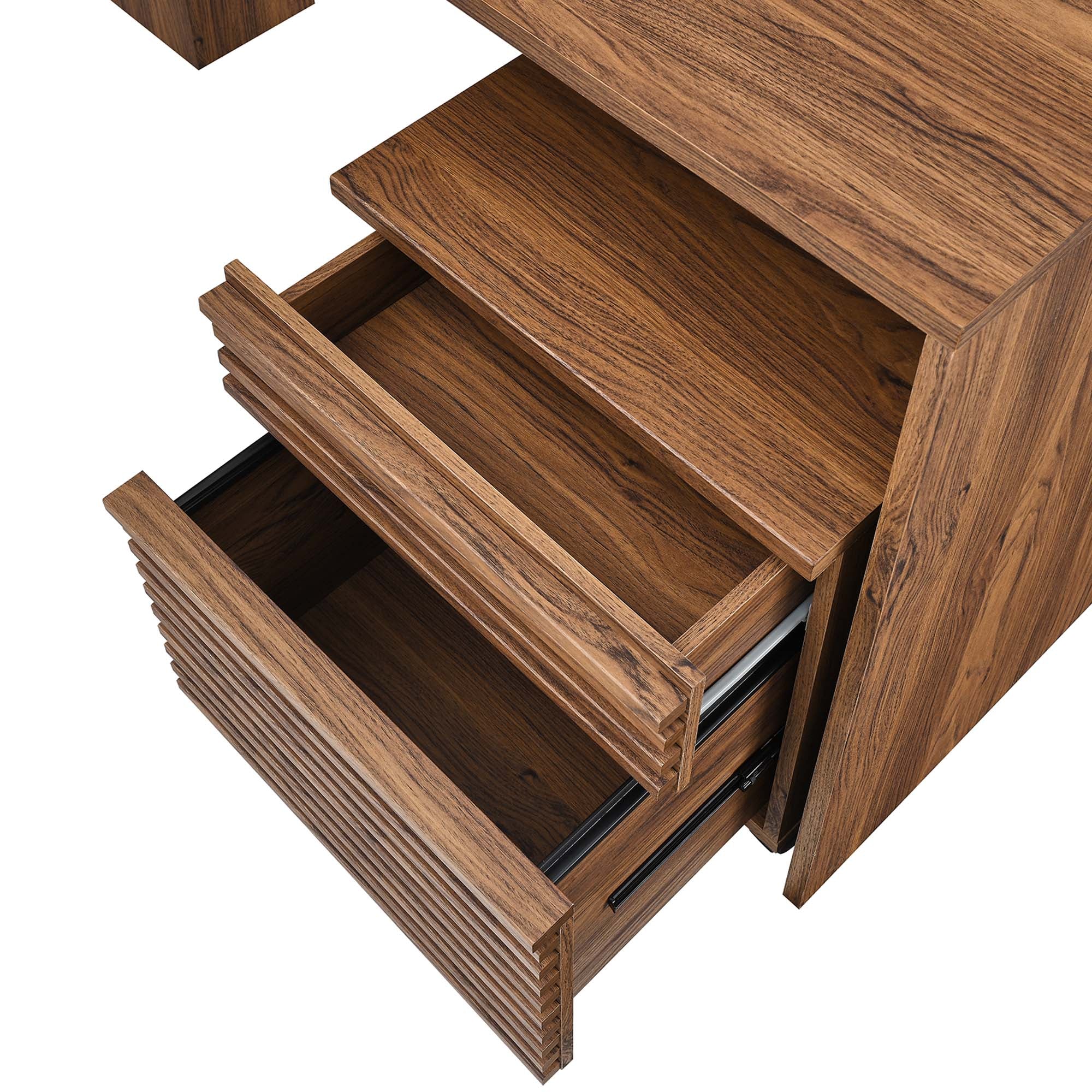Modway Render Wood Desk and File Cabinet Set