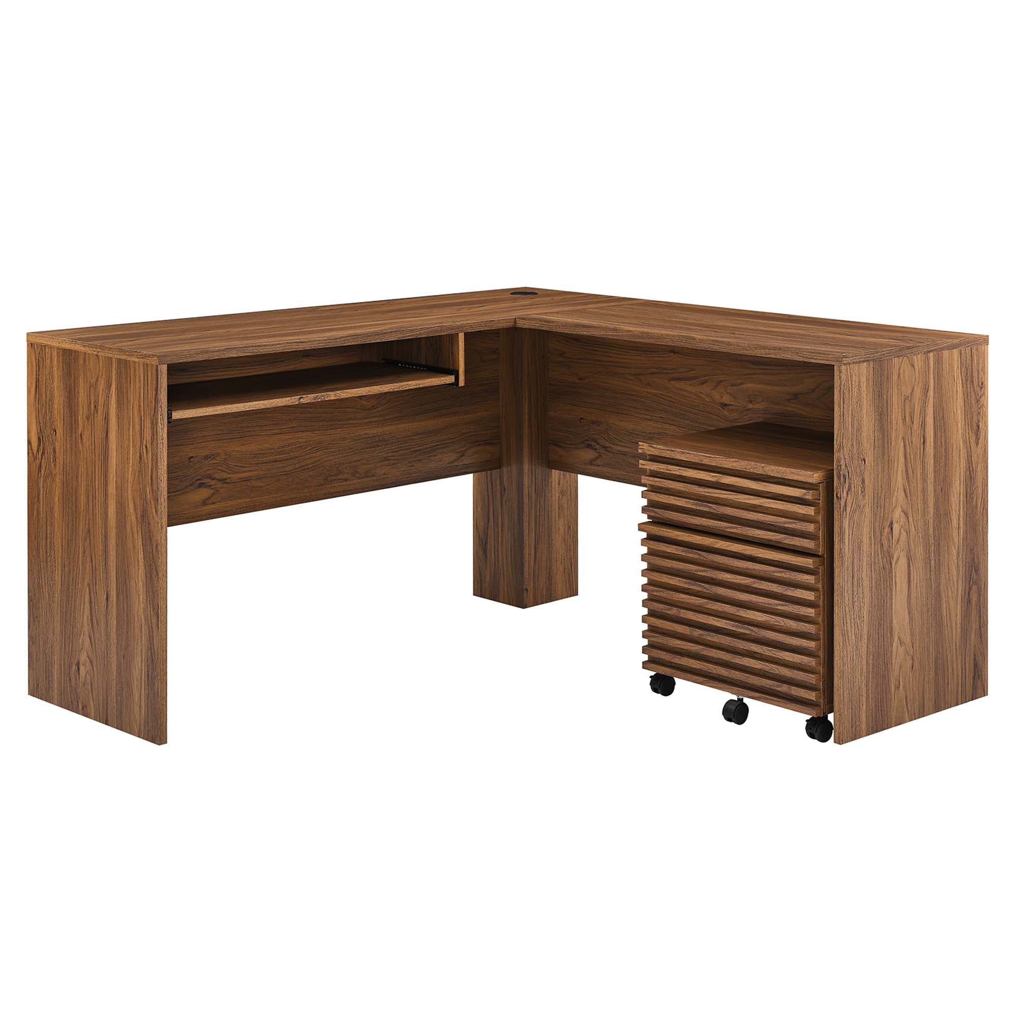 Modway Render Wood Desk and File Cabinet Set