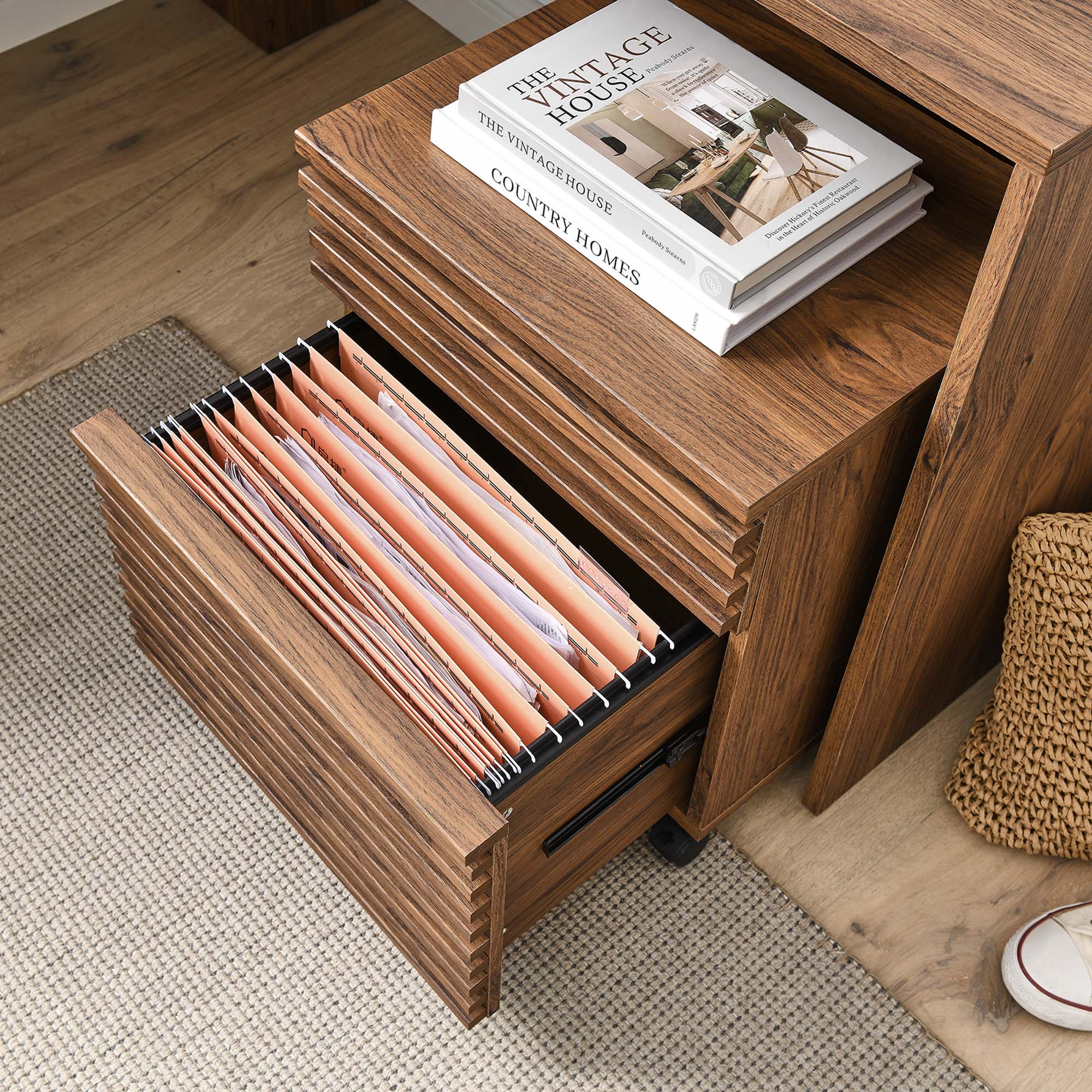 Modway Render Wood Desk and File Cabinet Set