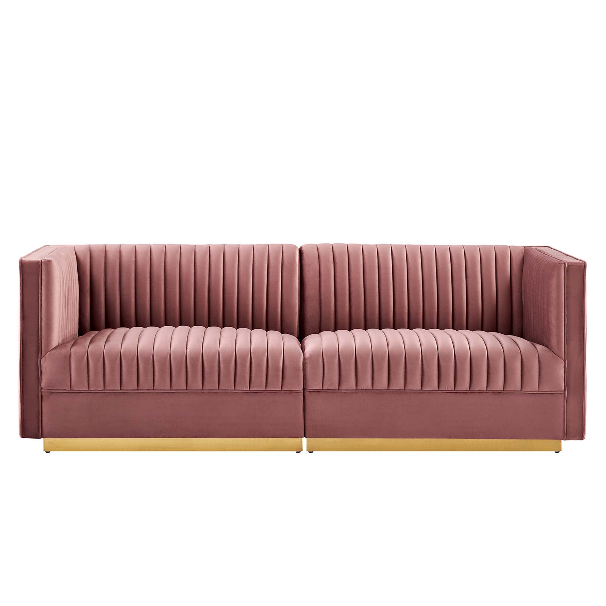 Modway Sanguine Channel Tufted Performance Velvet Modular Sectional Sofa Loveseat