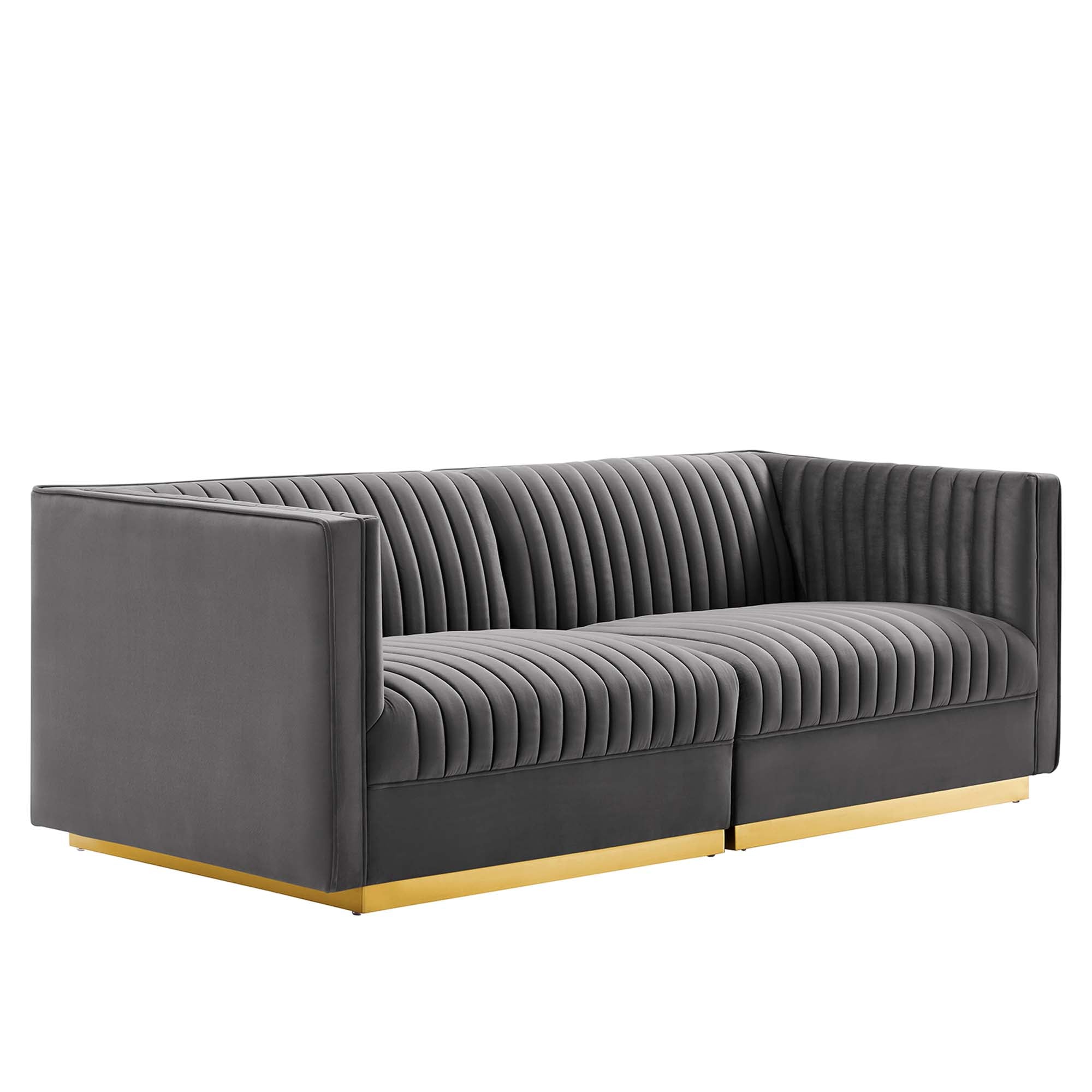 Modway Sanguine Channel Tufted Performance Velvet Modular Sectional Sofa Loveseat