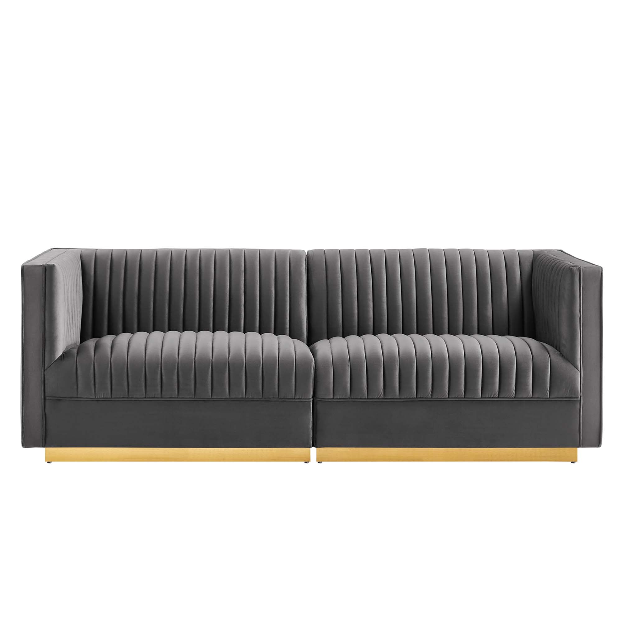 Modway Sanguine Channel Tufted Performance Velvet Modular Sectional Sofa Loveseat