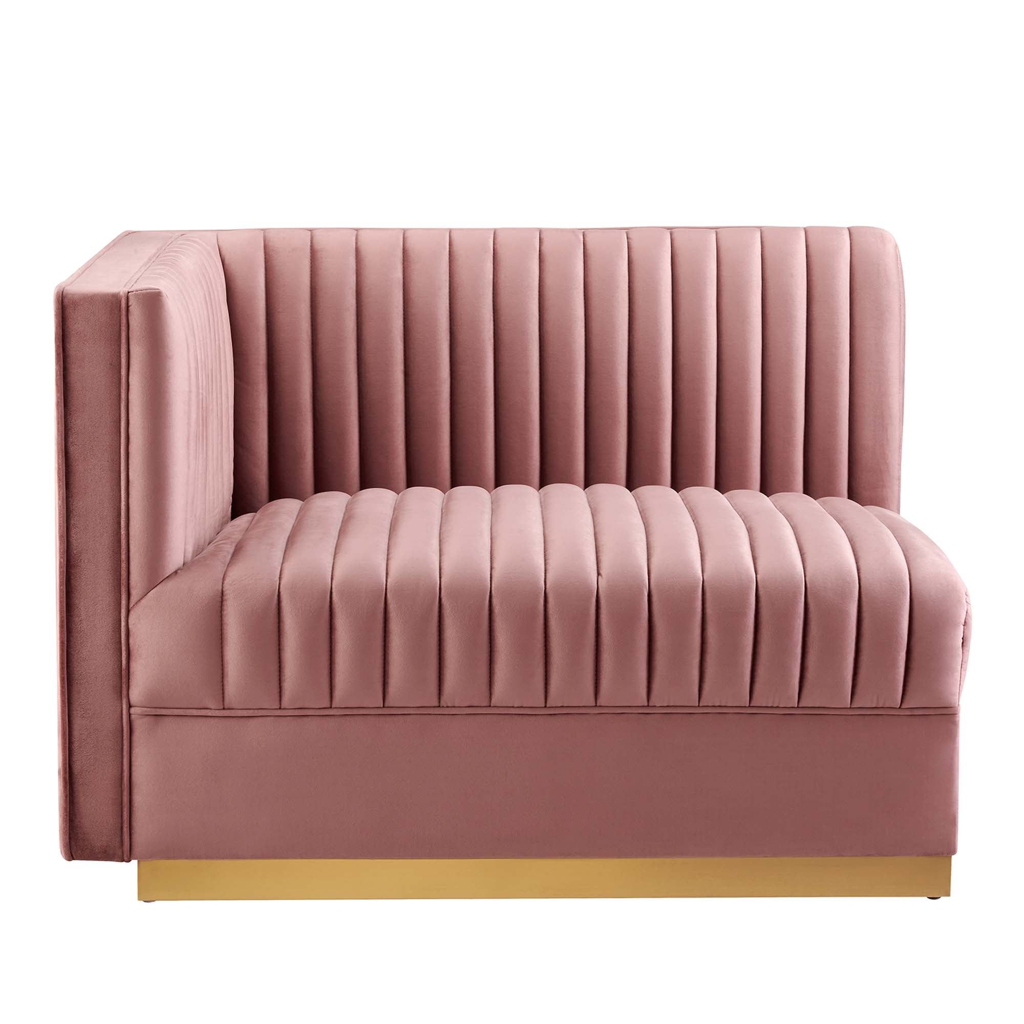 Modway Sanguine Channel Tufted Performance Velvet 3-Seat Modular Sectional Sofa
