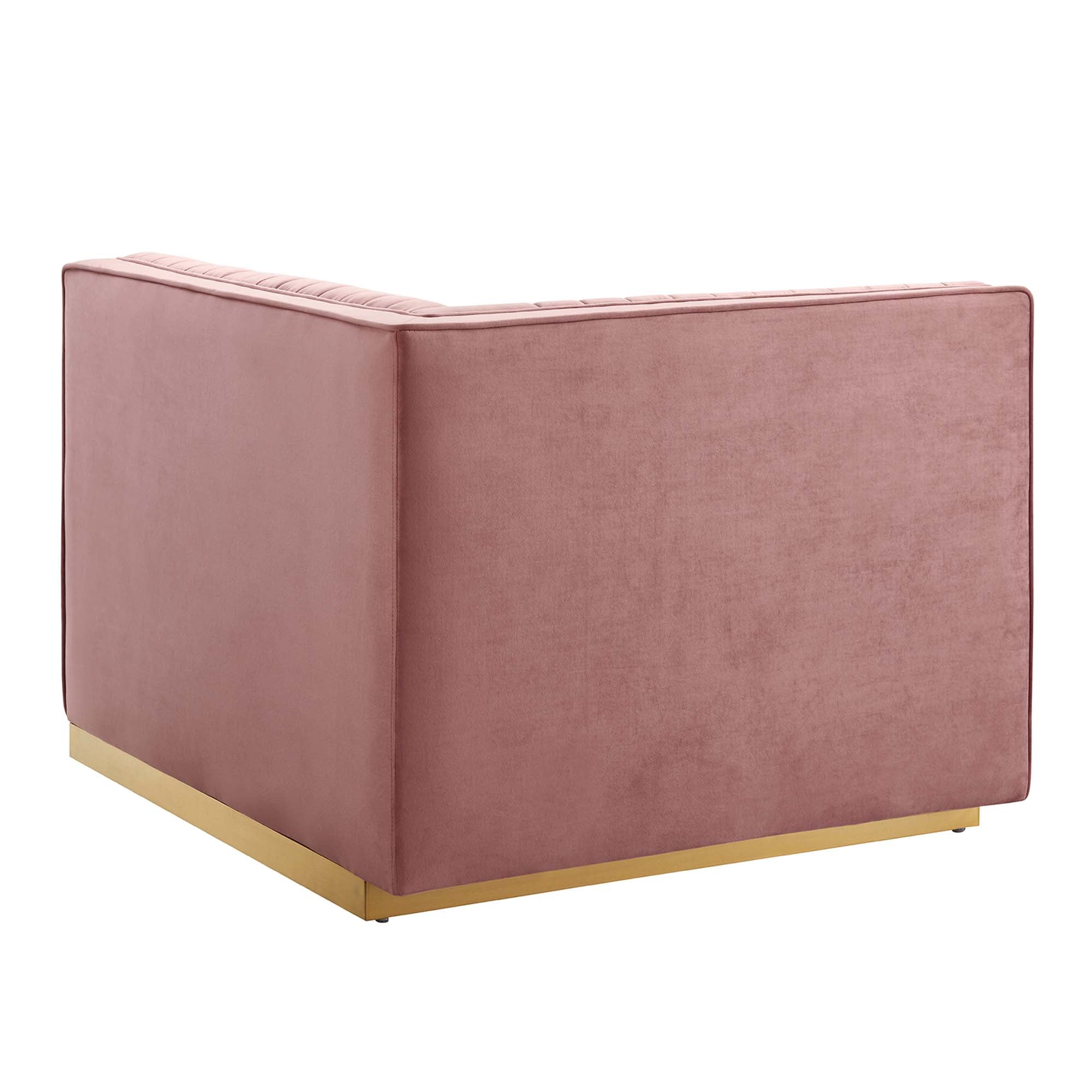 Modway Sanguine Channel Tufted Performance Velvet 3-Seat Modular Sectional Sofa