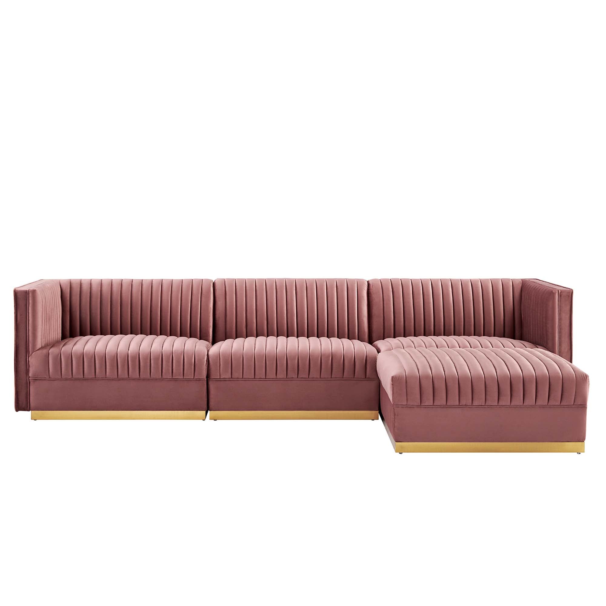 Modway Sanguine 4-Piece Channel Tufted Performance Velvet Modular Sectional Sofa