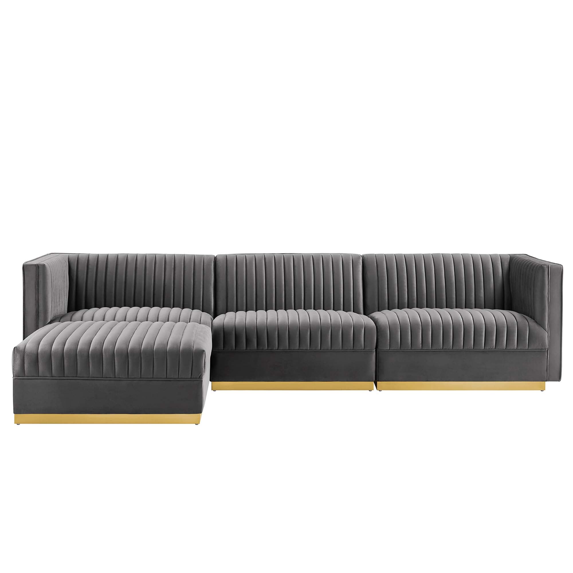 Modway Sanguine 4-Piece Channel Tufted Performance Velvet Modular Sectional Sofa