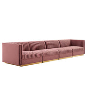 Modway Sanguine Channel Tufted Performance Velvet 4-Seat Modular Sectional Sofa