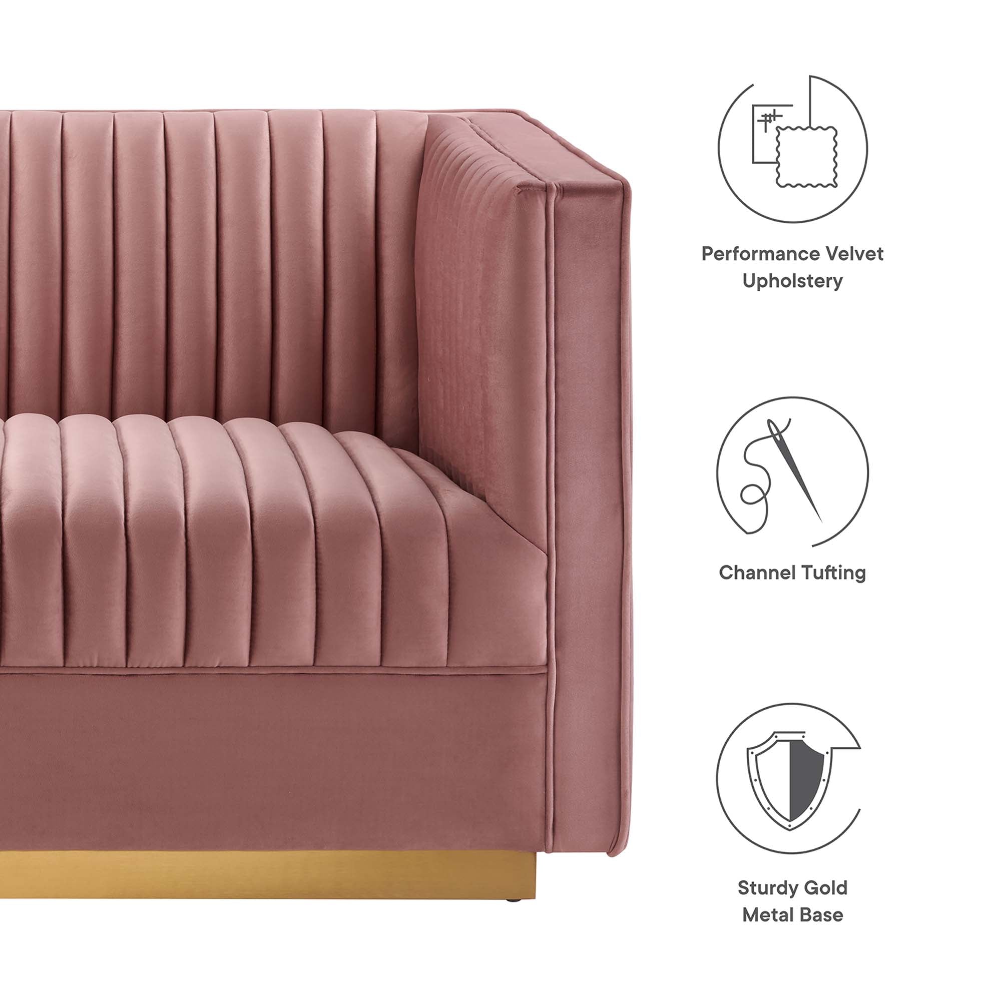 Modway Sanguine Channel Tufted Performance Velvet 4-Seat Modular Sectional Sofa