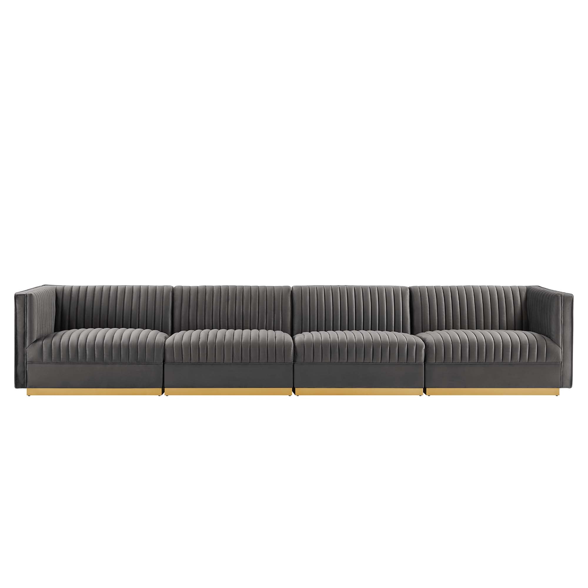 Modway Sanguine Channel Tufted Performance Velvet 4-Seat Modular Sectional Sofa