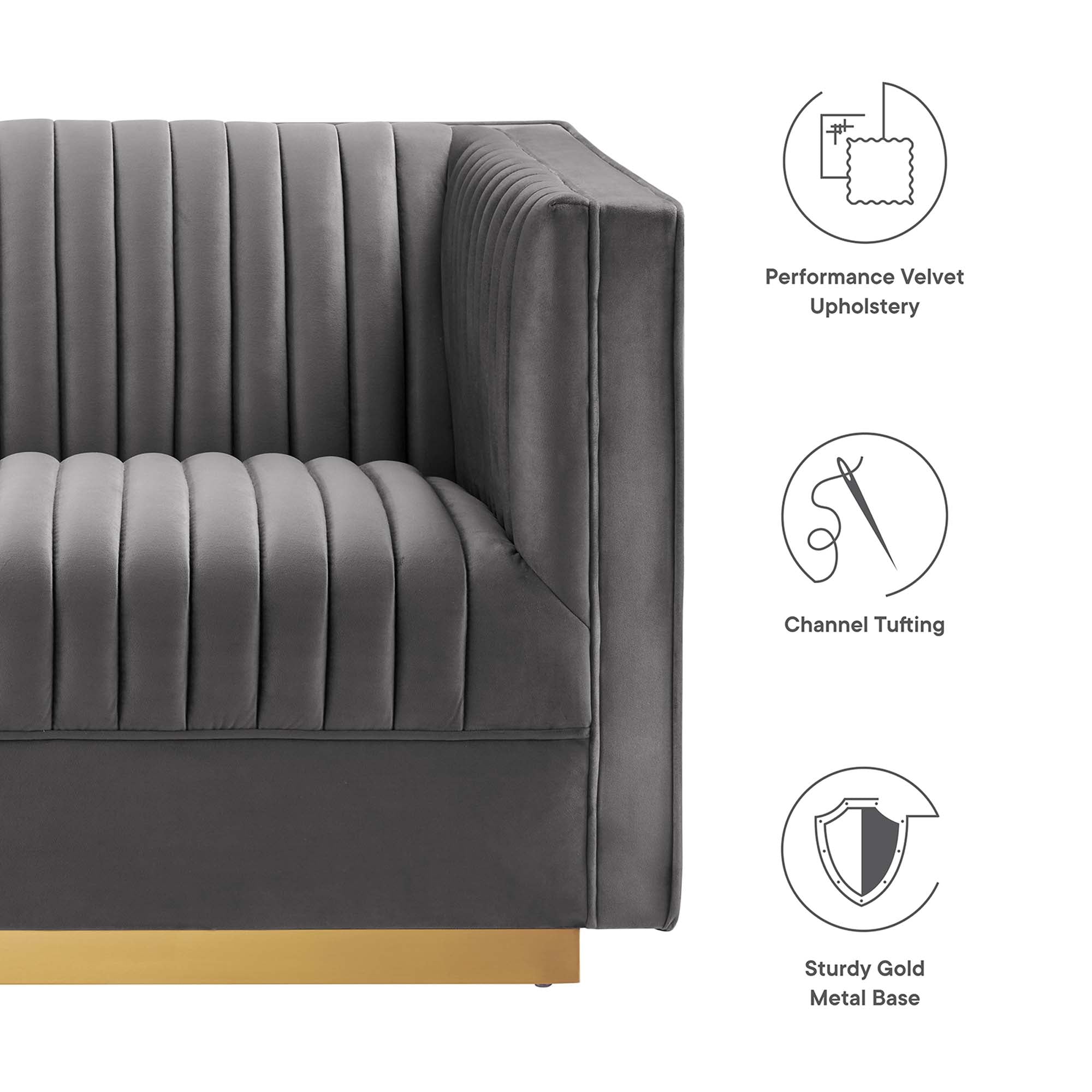 Modway Sanguine Channel Tufted Performance Velvet 4-Seat Modular Sectional Sofa