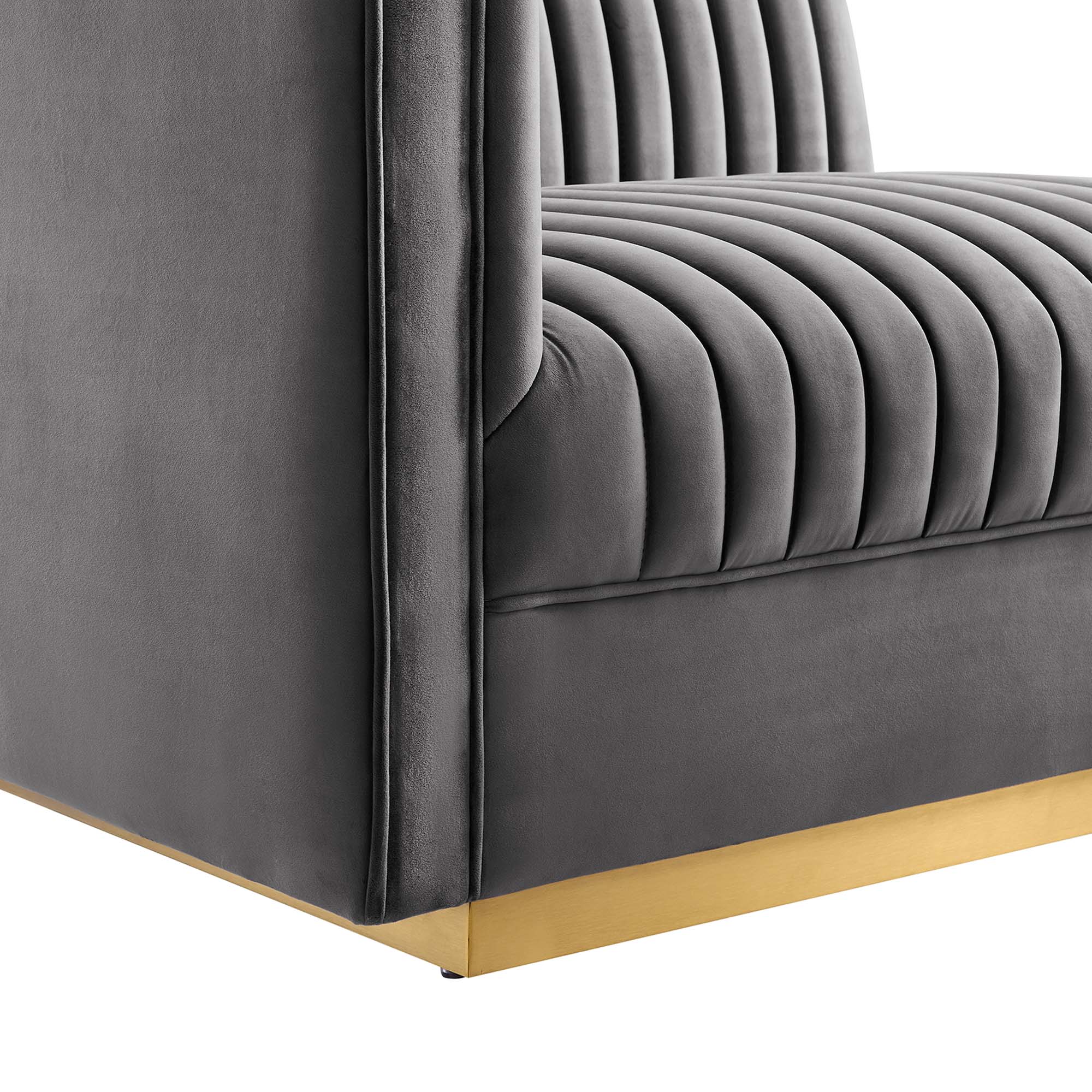 Modway Sanguine 4-Piece Channel Tufted Performance Velvet Right-Facing Modular Sectional Sofa