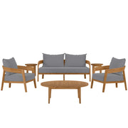 Modway Brisbane 6-Piece Teak Wood Outdoor Patio Set