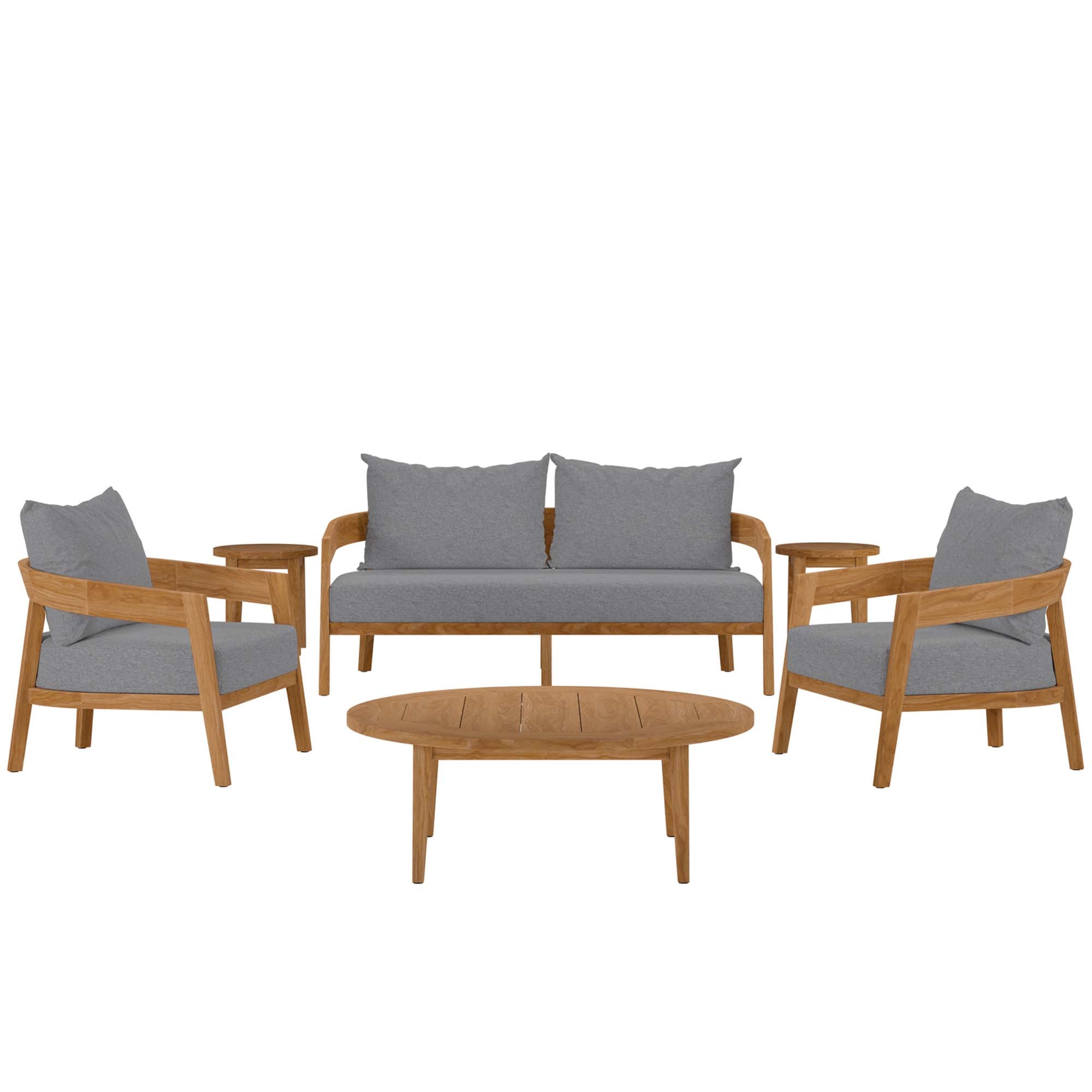 Modway Brisbane 6-Piece Teak Wood Outdoor Patio Set