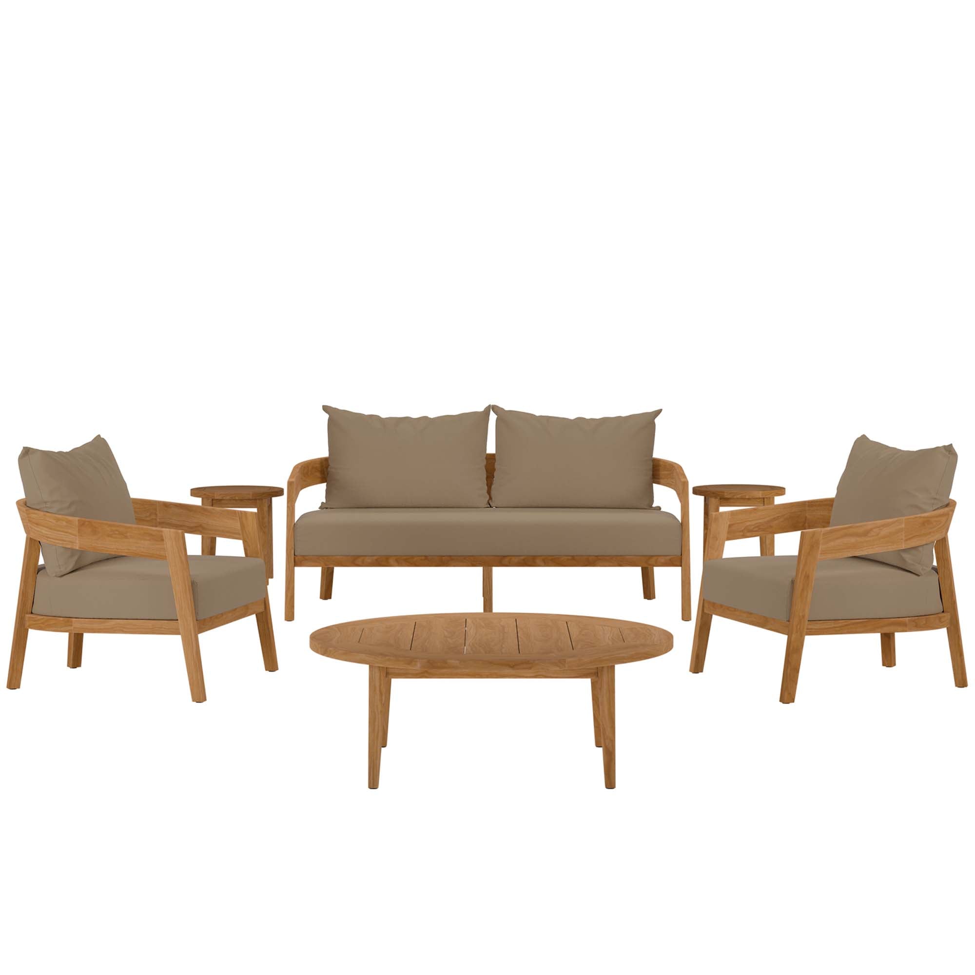 Modway Brisbane 6-Piece Teak Wood Outdoor Patio Set