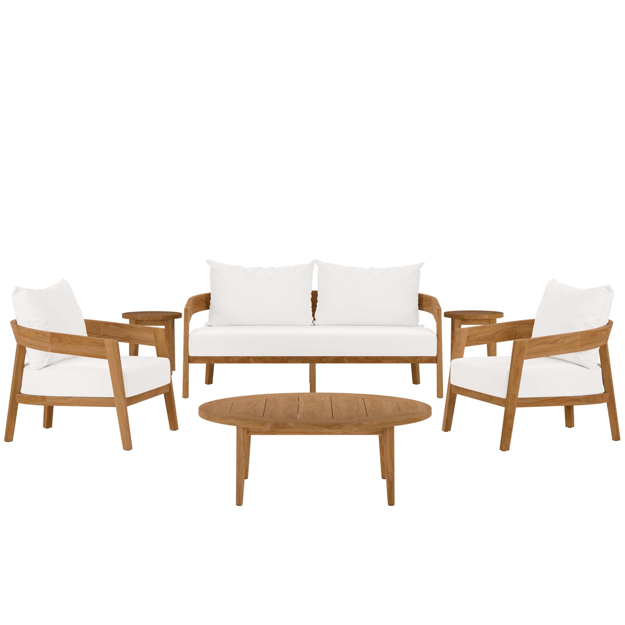 Modway Brisbane 6-Piece Teak Wood Outdoor Patio Set