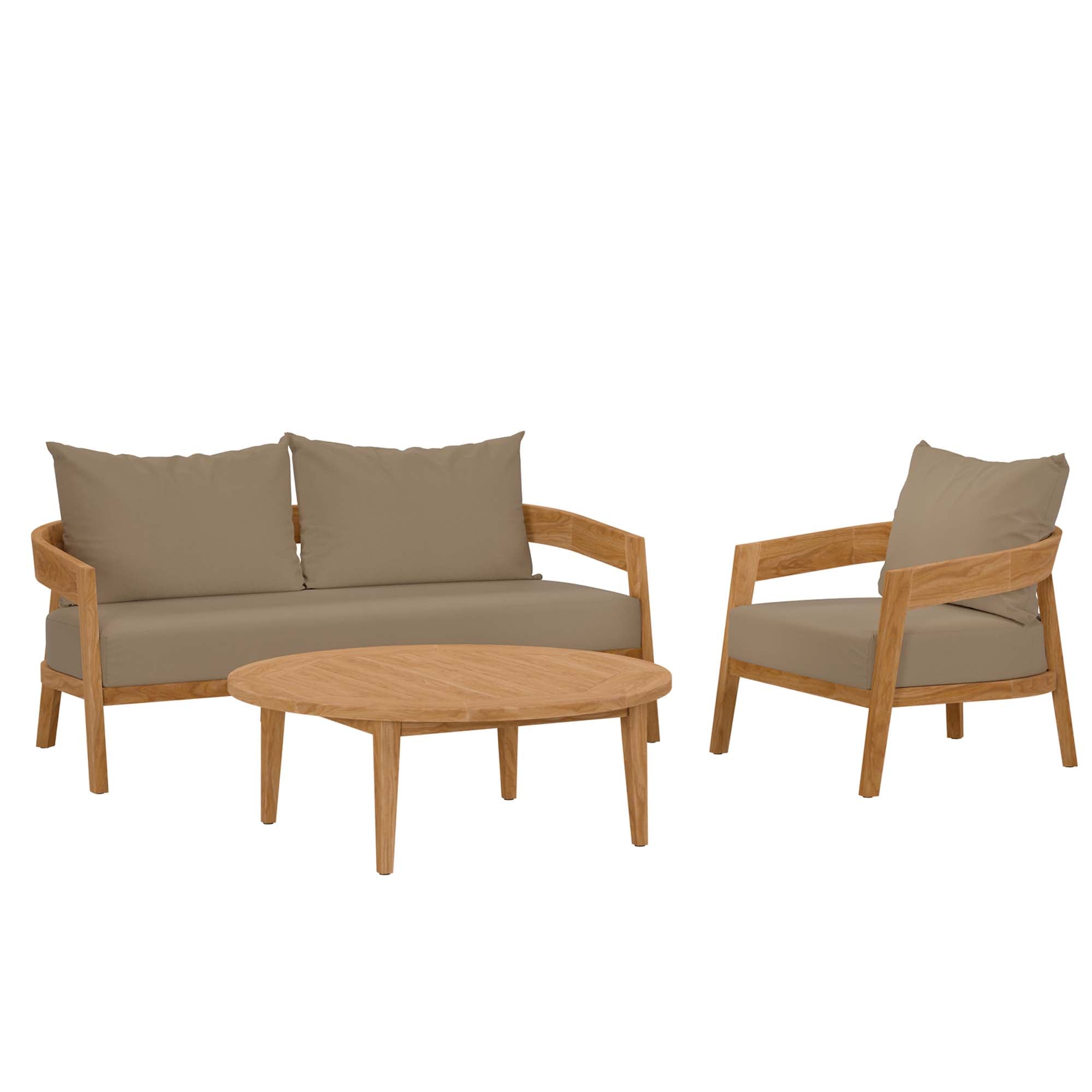 Modway Brisbane 3-Piece Teak Wood Outdoor Patio Set