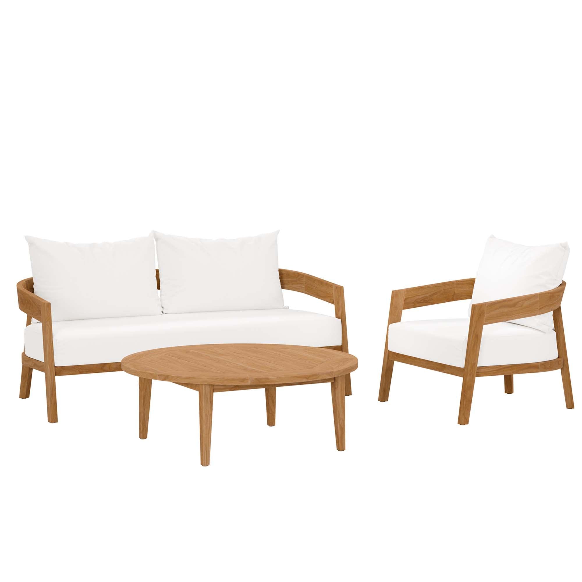 Modway Brisbane 3-Piece Teak Wood Outdoor Patio Set