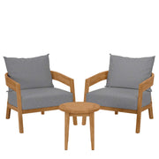Modway Brisbane 3-Piece Teak Wood Outdoor Patio Set