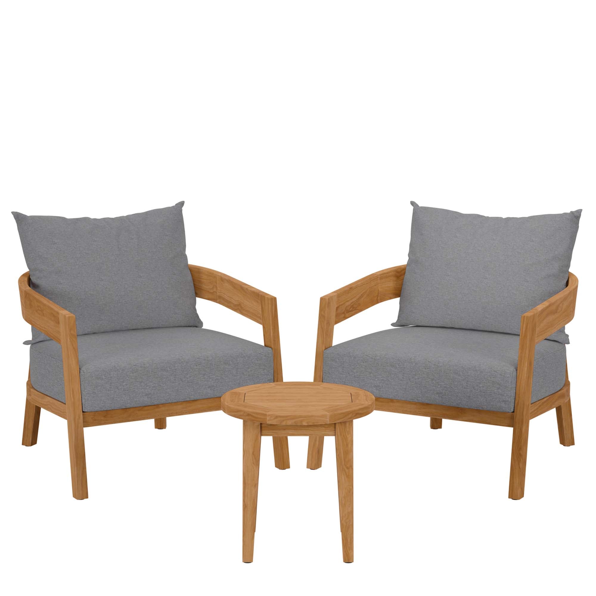 Modway Brisbane 3-Piece Teak Wood Outdoor Patio Set