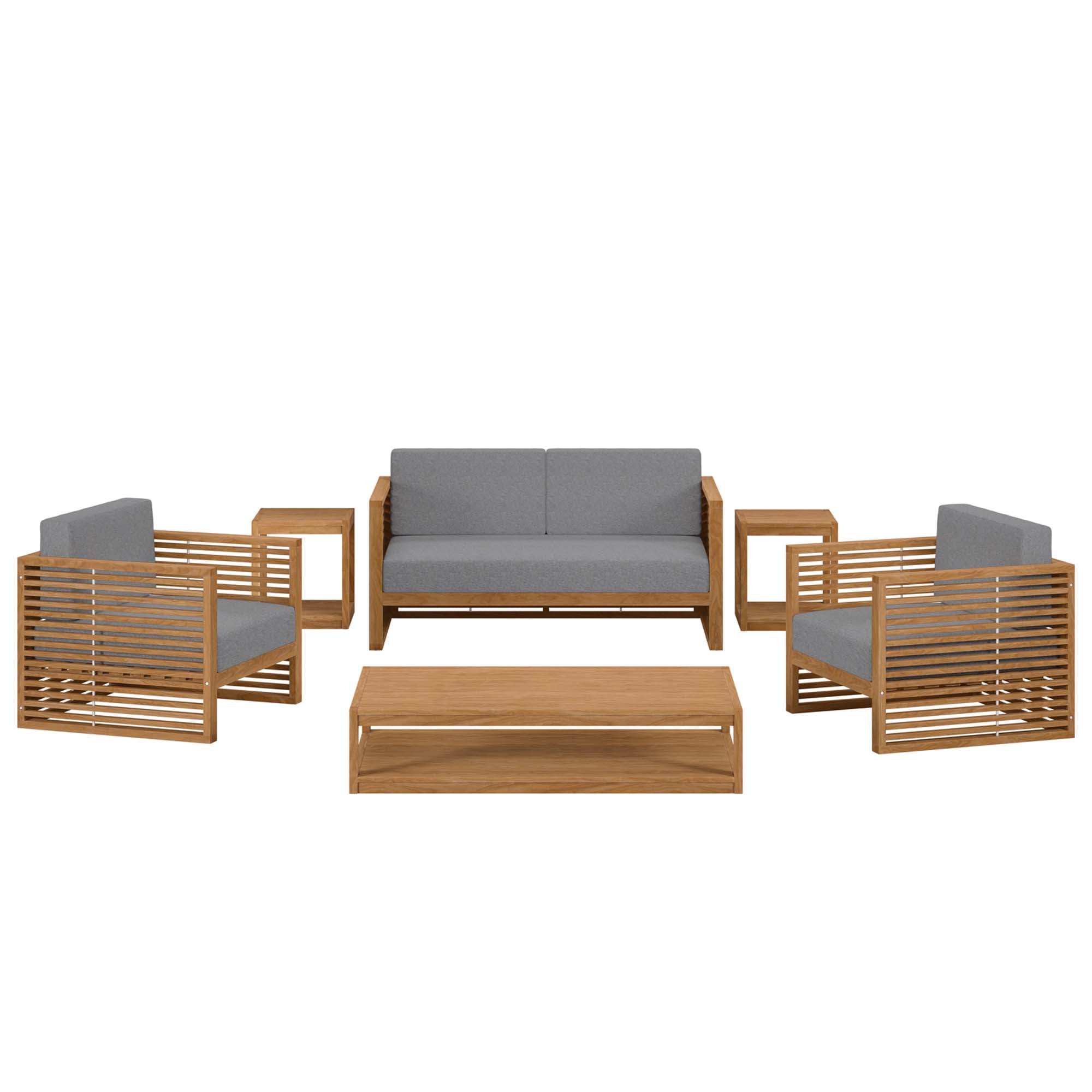Modway Carlsbad 6-Piece Teak Wood Outdoor Patio Set