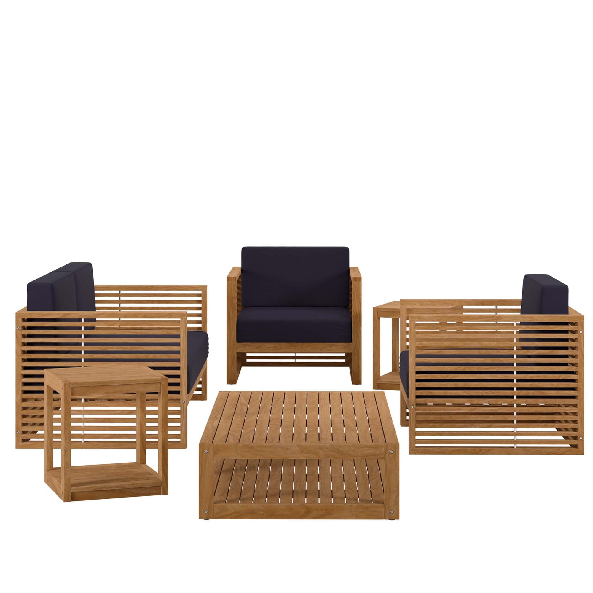 Modway Carlsbad 6-Piece Teak Wood Outdoor Patio Set