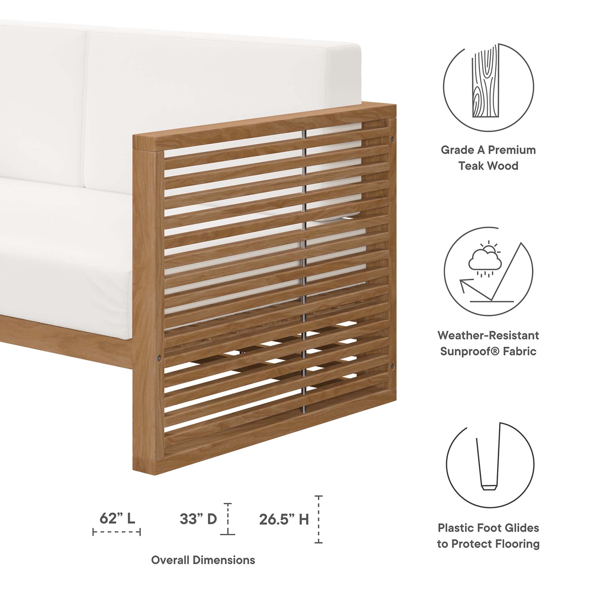 Modway Carlsbad 6-Piece Teak Wood Outdoor Patio Set