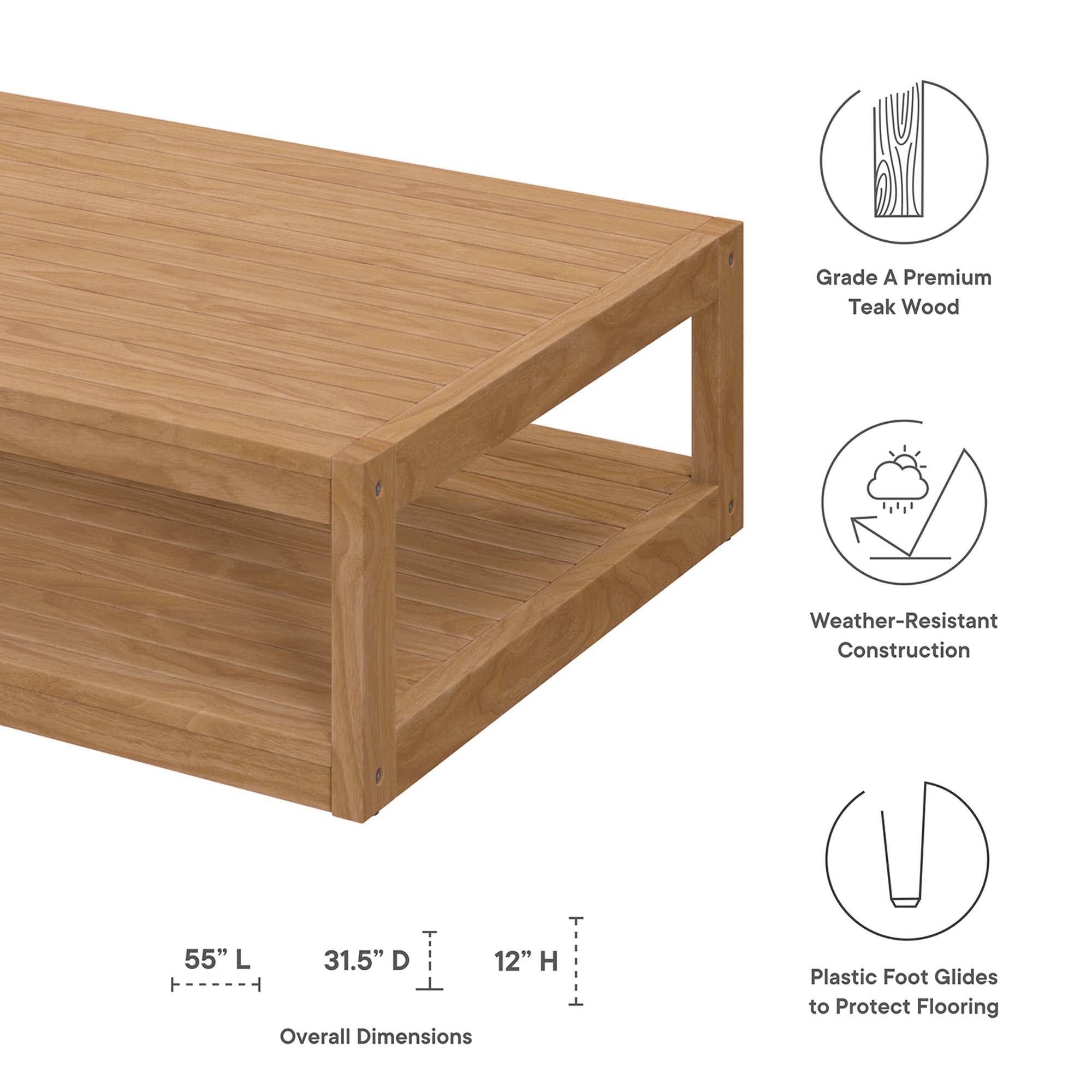 Modway Carlsbad 6-Piece Teak Wood Outdoor Patio Set