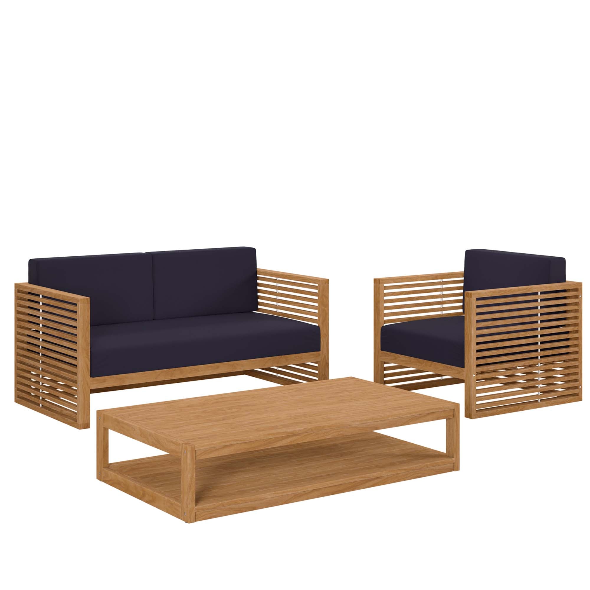 Modway Carlsbad 3-Piece Teak Wood Outdoor Patio Set