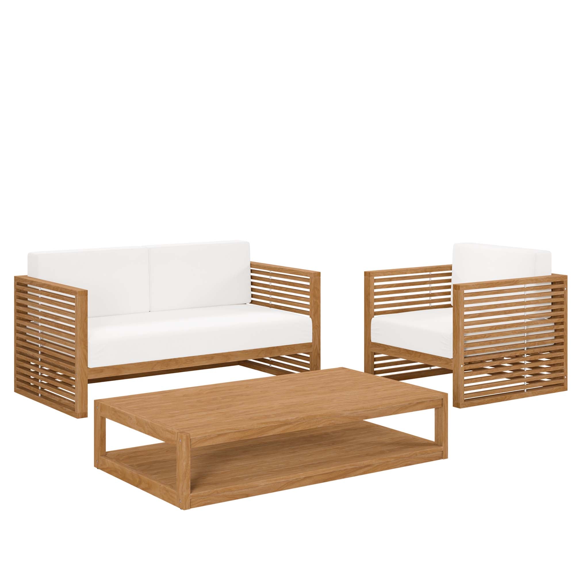 Modway Carlsbad 3-Piece Teak Wood Outdoor Patio Set