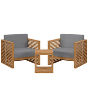 Modway Carlsbad 3-Piece Teak Wood Outdoor Patio Set