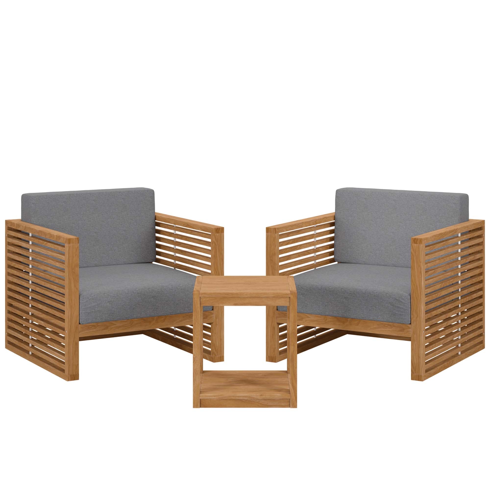 Modway Carlsbad 3-Piece Teak Wood Outdoor Patio Set