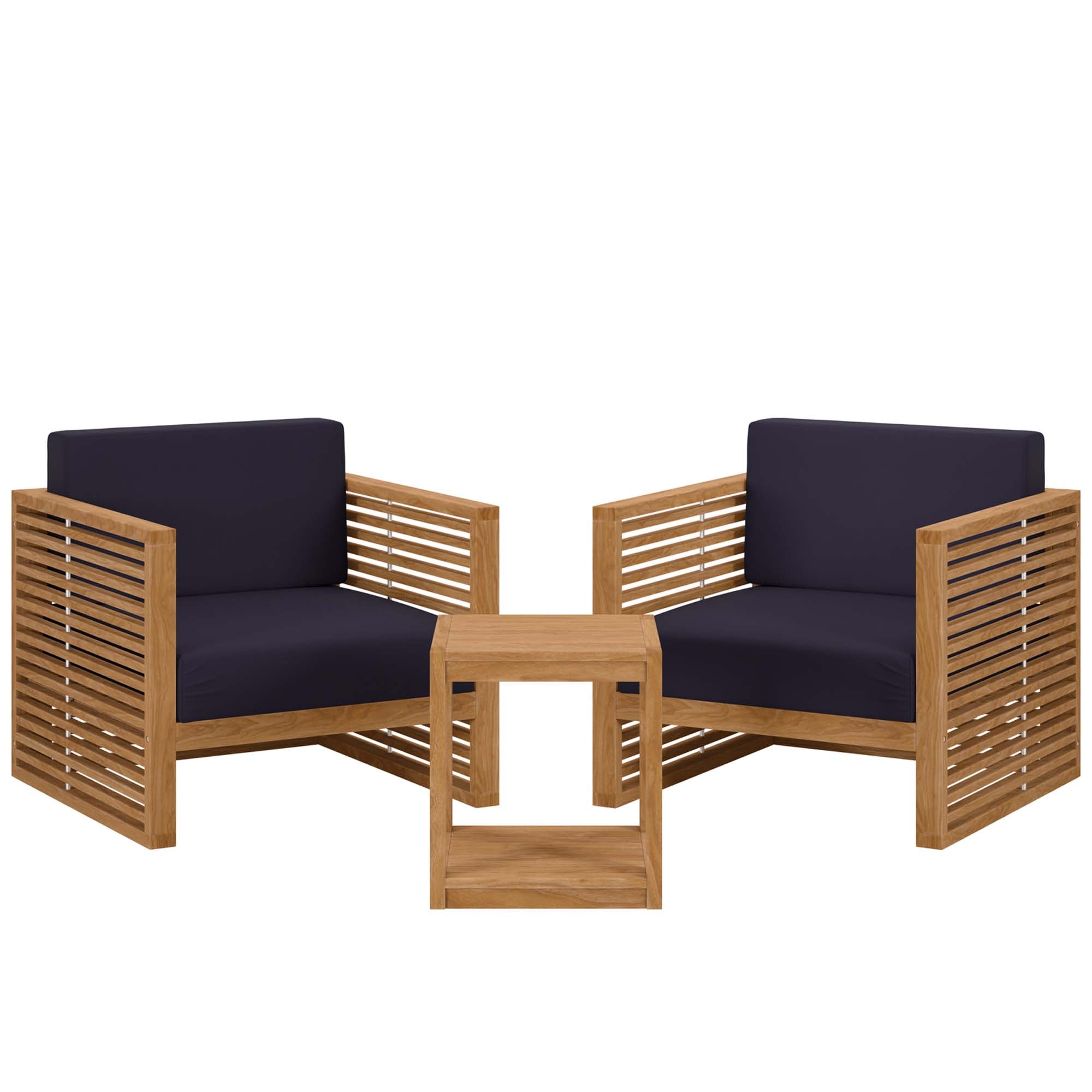 Modway Carlsbad 3-Piece Teak Wood Outdoor Patio Set