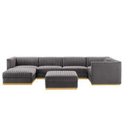 Modway Sanguine 7-Piece Channel Tufted Performance Velvet Right-Facing Modular Sectional Sofa