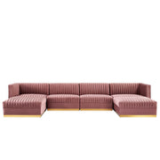 Modway Sanguine 6-Piece Channel Tufted Performance Velvet Modular Sectional Sofa