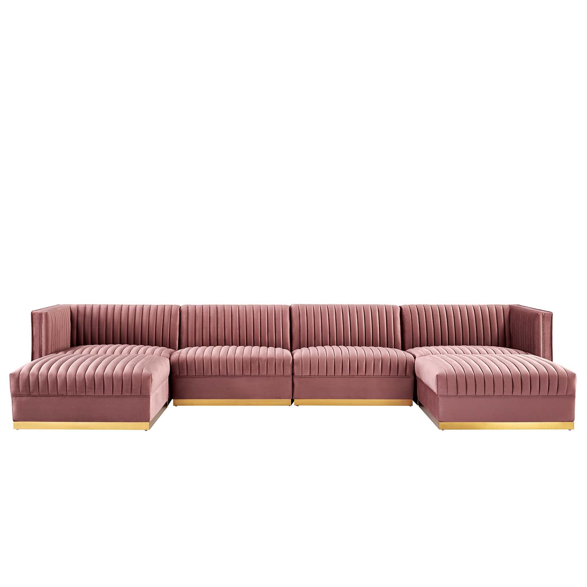 Modway Sanguine 6-Piece Channel Tufted Performance Velvet Modular Sectional Sofa