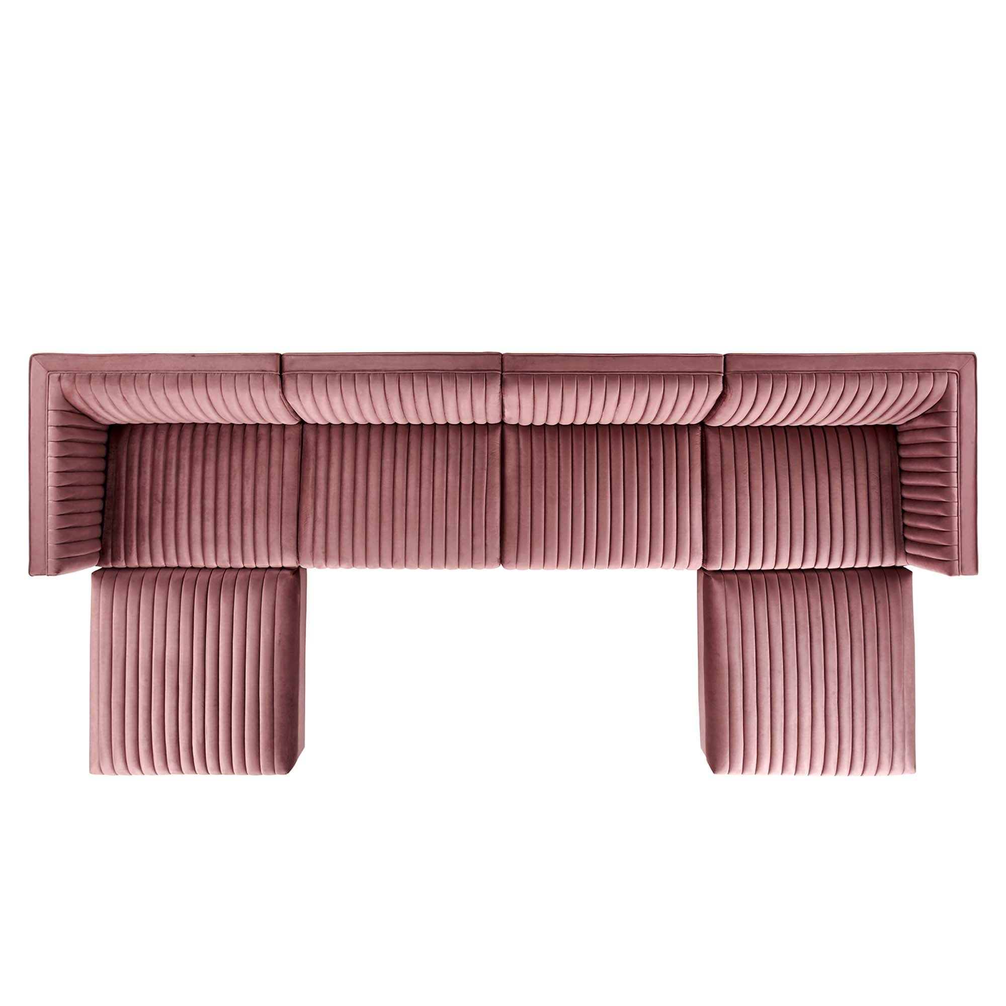 Modway Sanguine 6-Piece Channel Tufted Performance Velvet Modular Sectional Sofa
