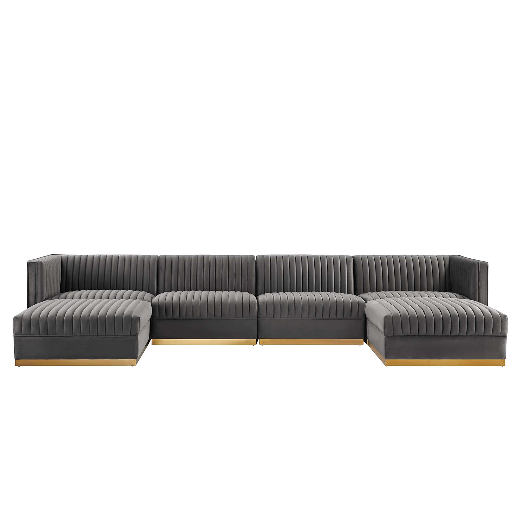 Modway Sanguine 6-Piece Channel Tufted Performance Velvet Modular Sectional Sofa