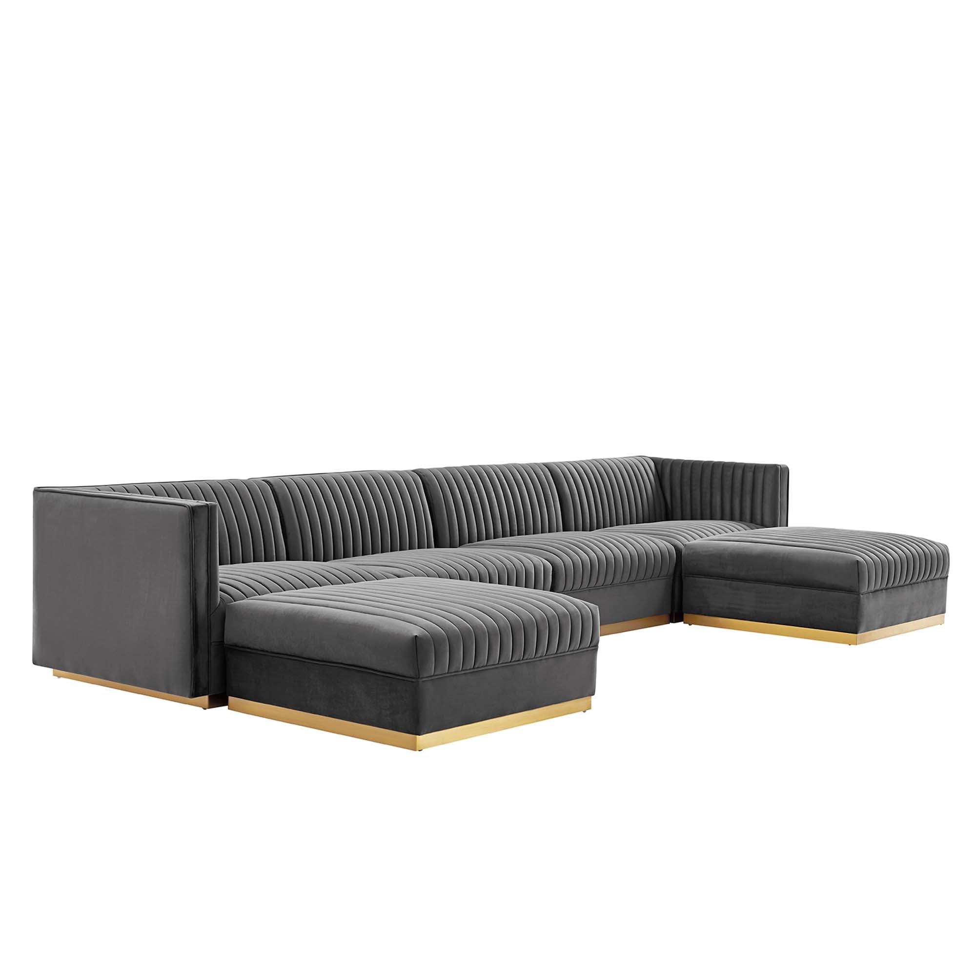 Modway Sanguine 6-Piece Channel Tufted Performance Velvet Modular Sectional Sofa