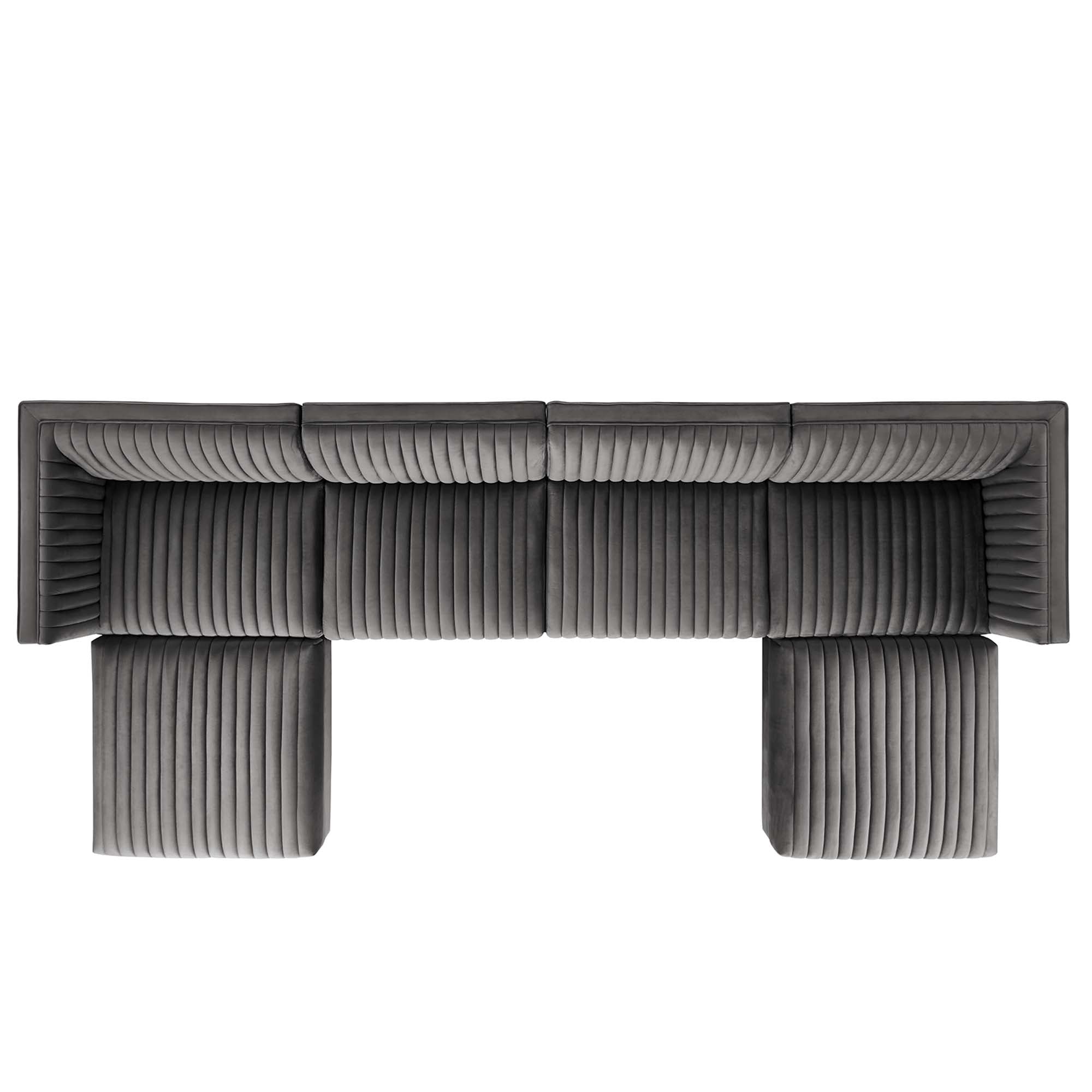 Modway Sanguine 6-Piece Channel Tufted Performance Velvet Modular Sectional Sofa