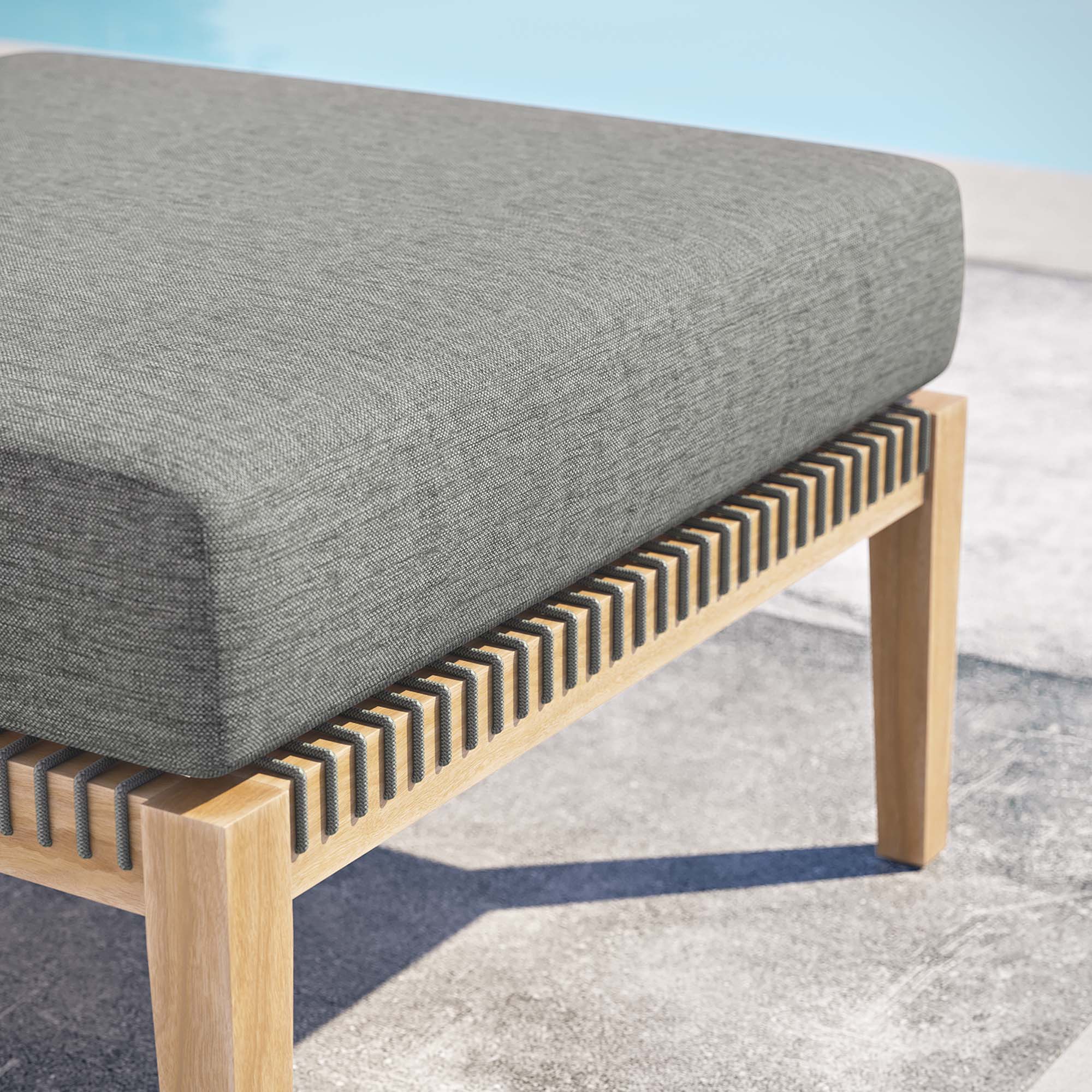 Modway Clearwater Outdoor Patio Teak Wood Ottoman