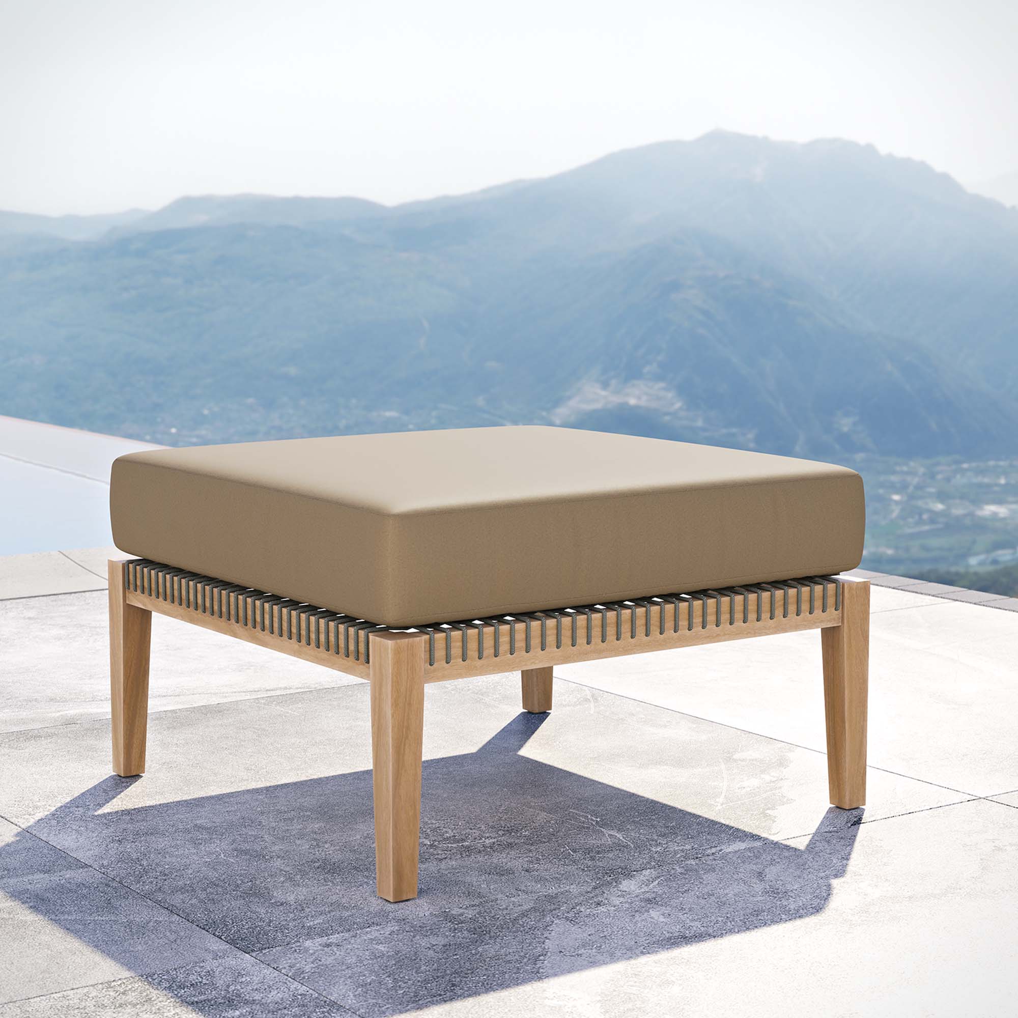 Modway Clearwater Outdoor Patio Teak Wood Ottoman