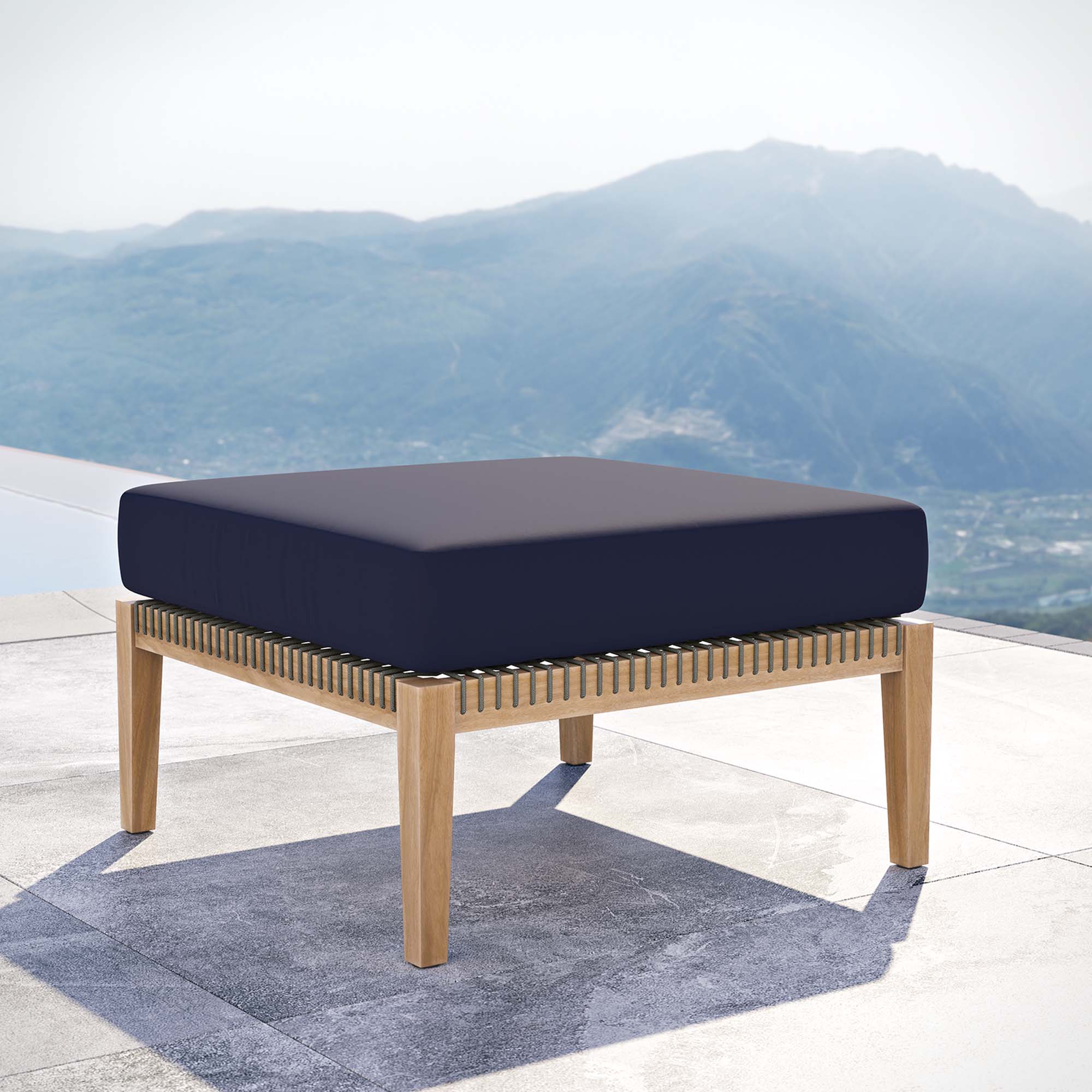 Modway Clearwater Outdoor Patio Teak Wood Ottoman