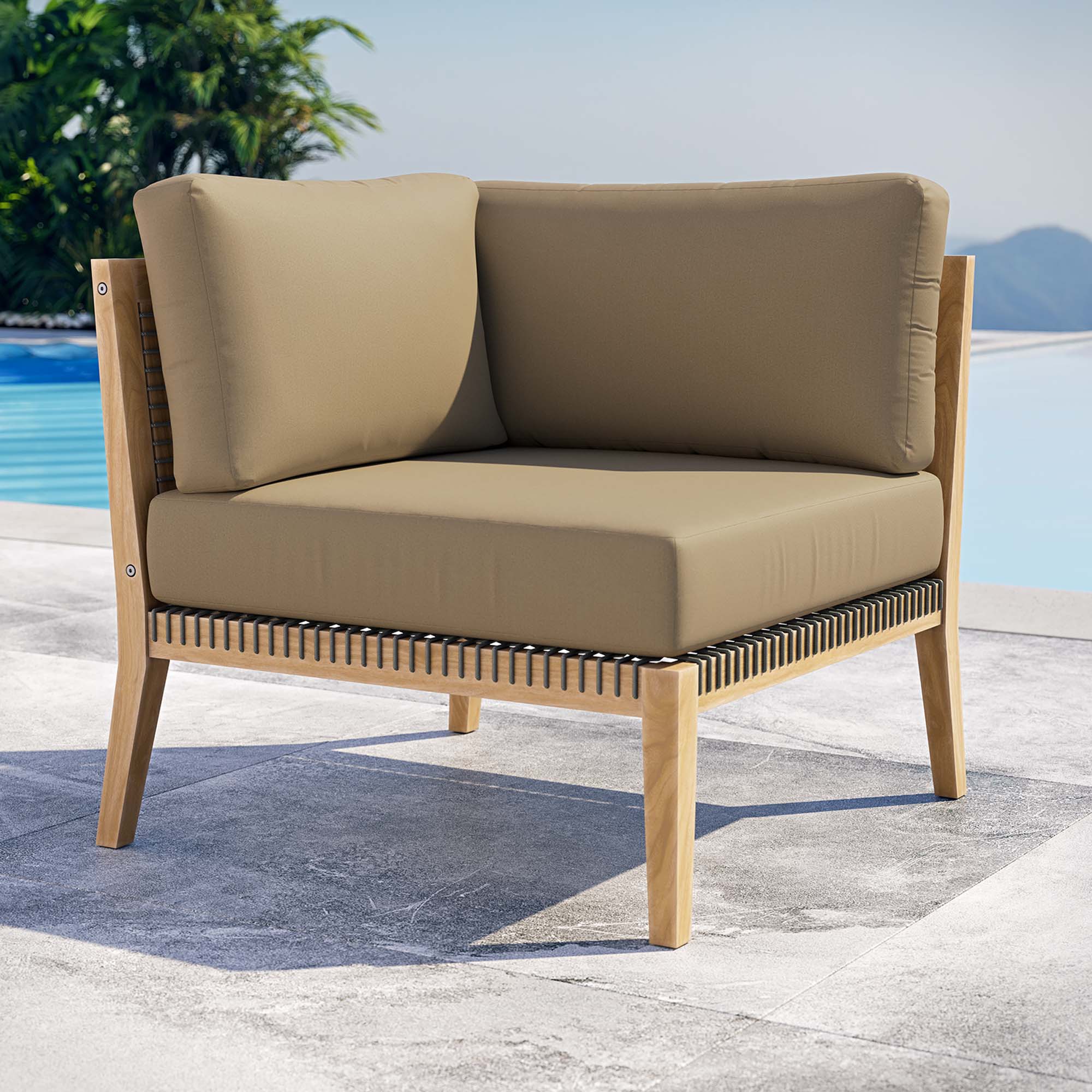 Modway Clearwater Outdoor Patio Teak Wood Corner Chair