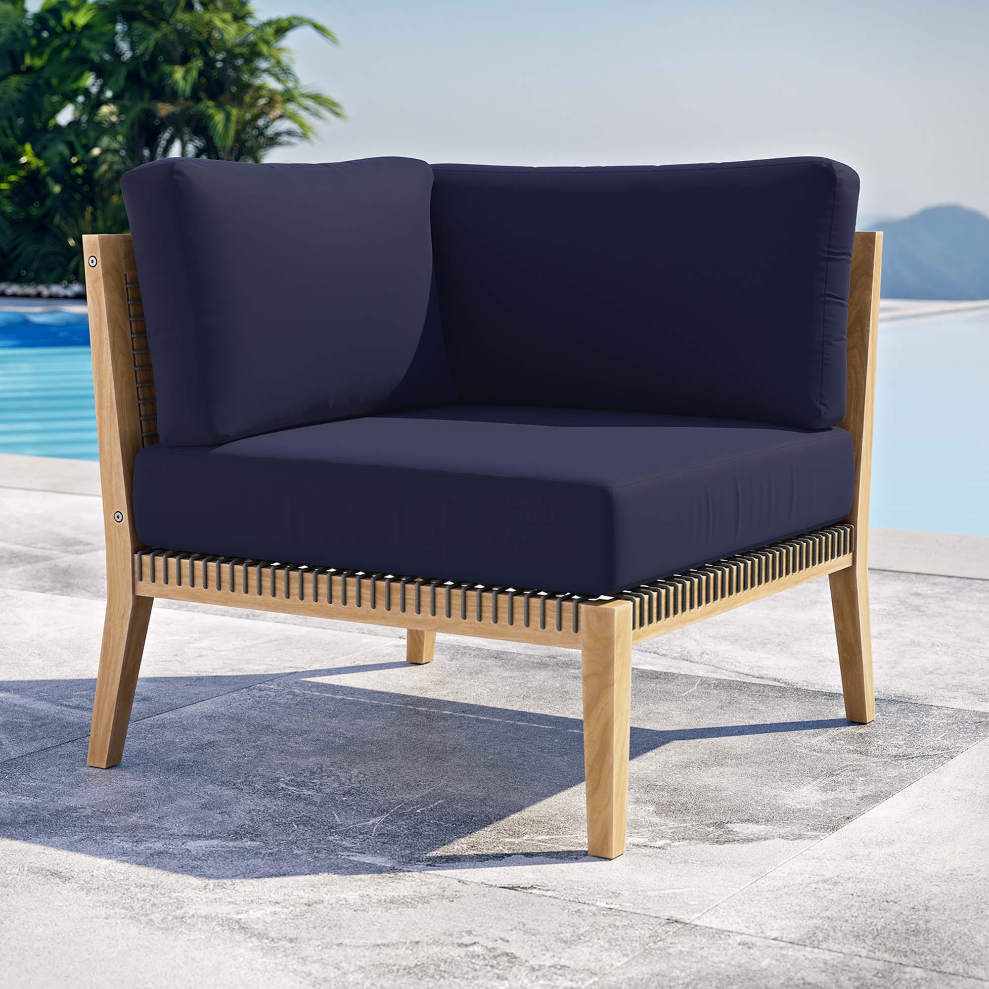 Modway Clearwater Outdoor Patio Teak Wood Corner Chair