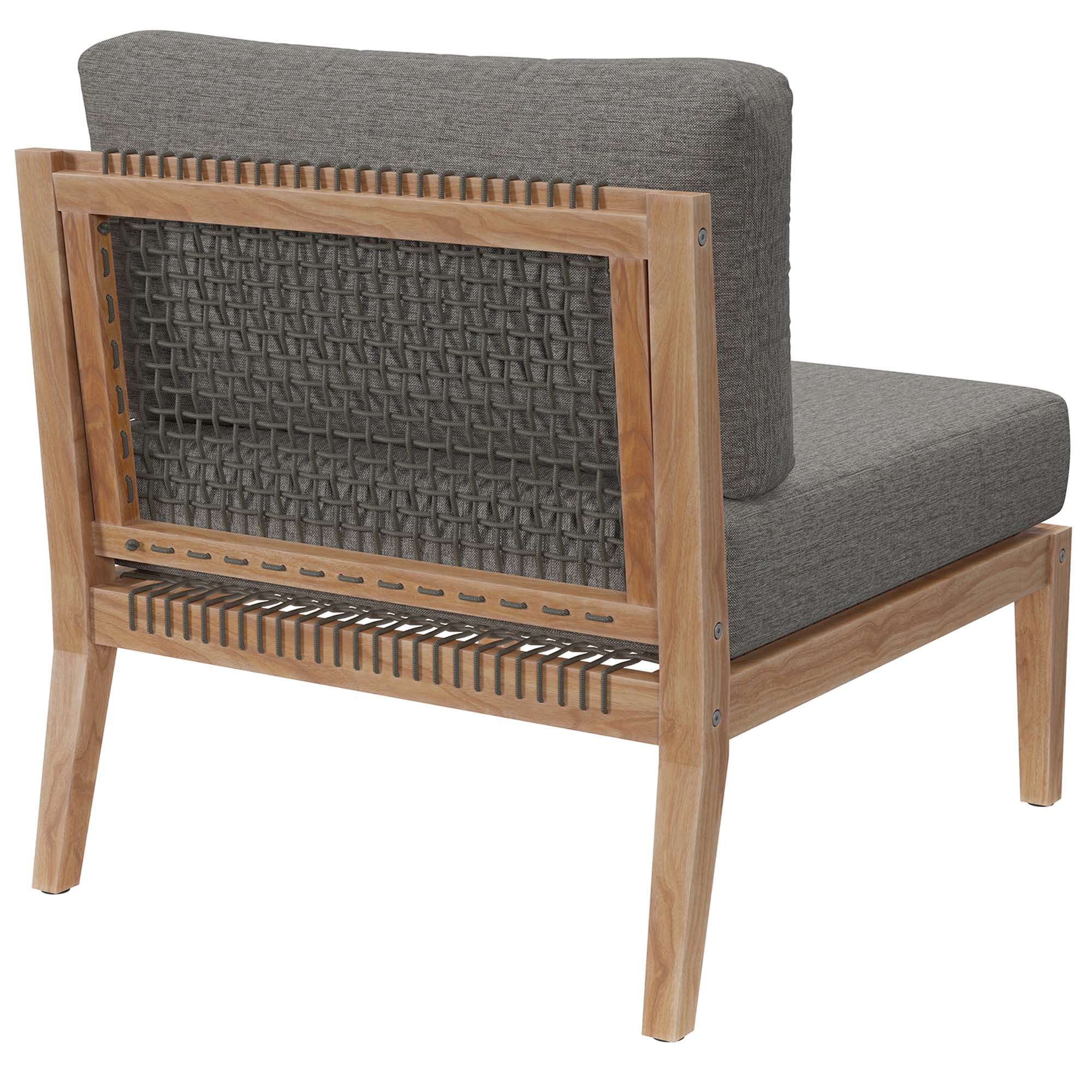 Modway Clearwater Outdoor Patio Teak Wood Armless Chair